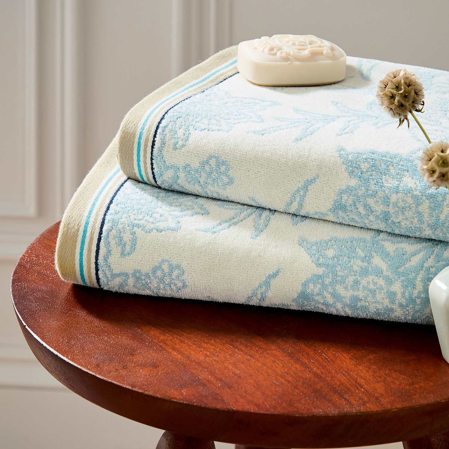 Bedeck Of Belfast Pure Cotton Reya/Emira Towel - Bath Sheet - Teal Mix - Available at M&S
