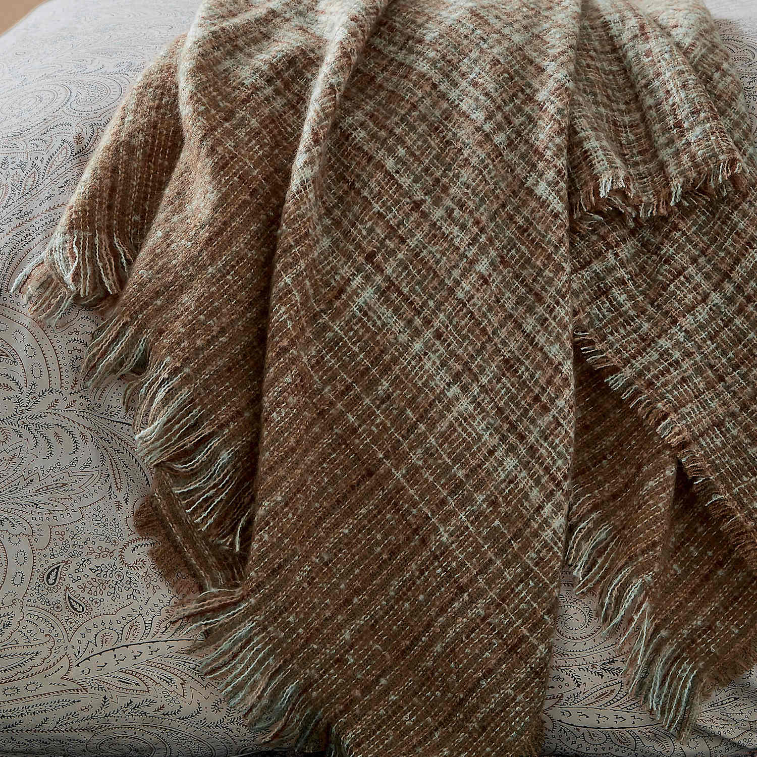 Bedeck Of Belfast Woven Osanna Tasselled Throw - Large - Brown Mix - Available at M&S