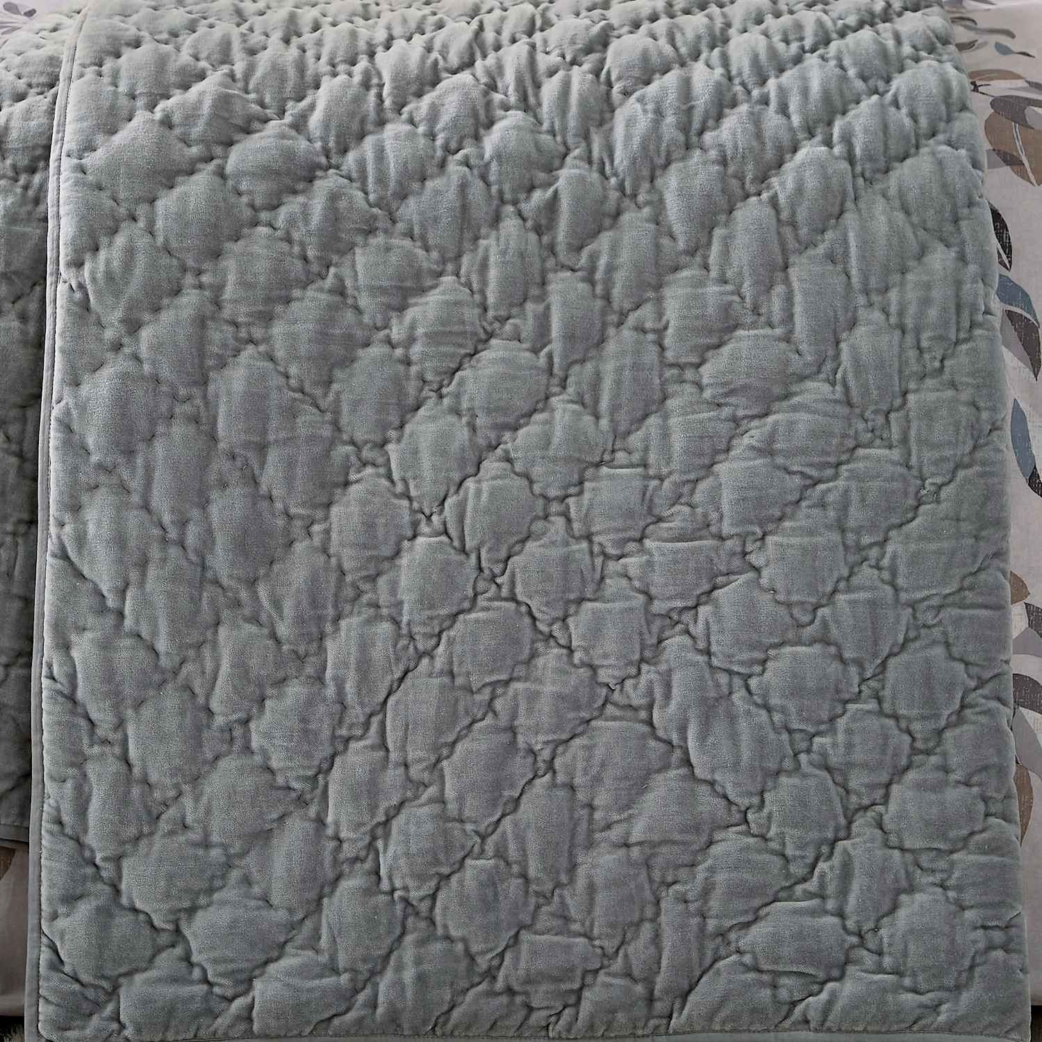 Bedeck Of Belfast Pure Cotton Velvet Albany Quilted Throw - Large - Light Grey - Available at M&S