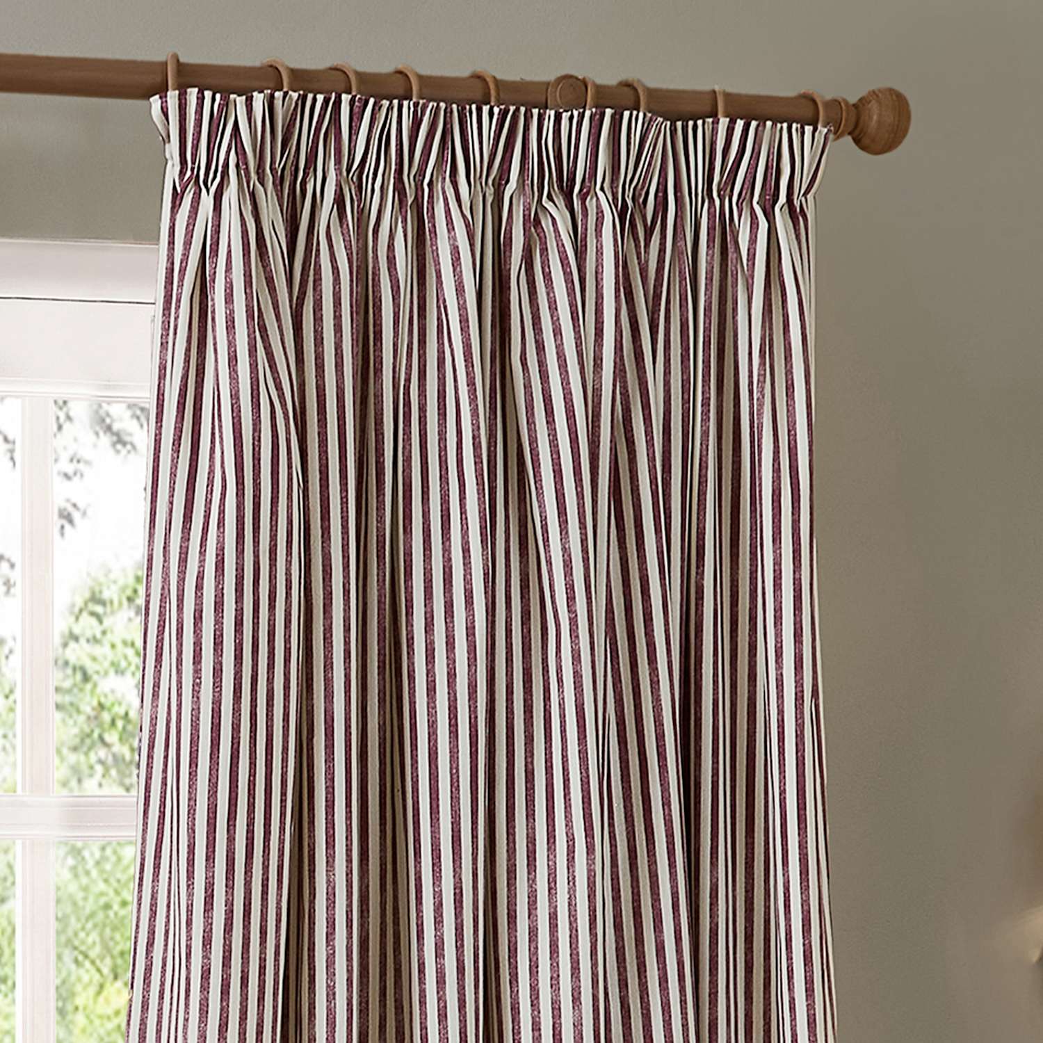 Yard Hebden Striped Pencil Pleat Curtains - W168cm, Drop 229cm - Red Mix - Available at M&S