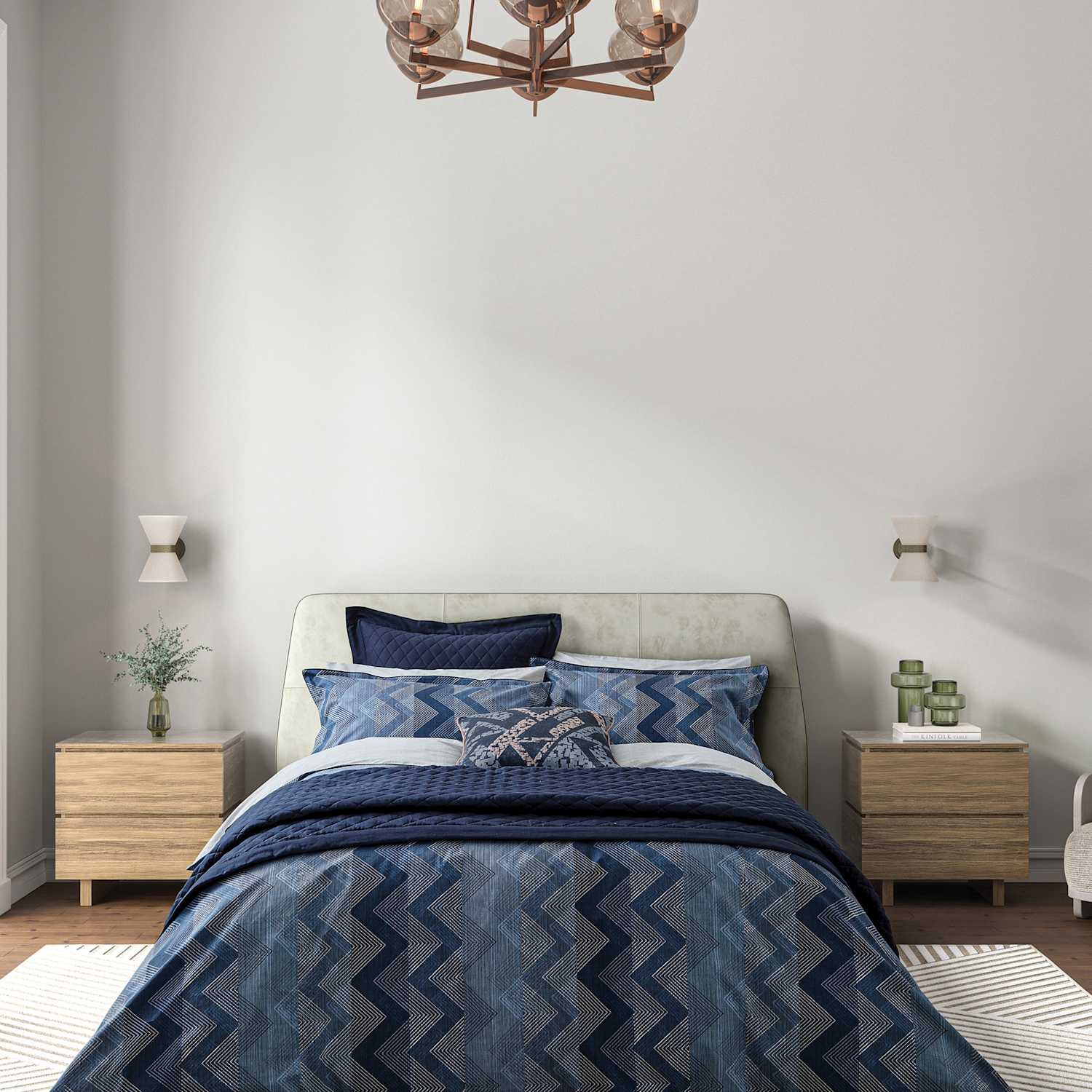 Bedeck Of Belfast Pure Cotton Percale Sutton Bedding Set - Single (3 ft) - Denim Mix - Available at M&S