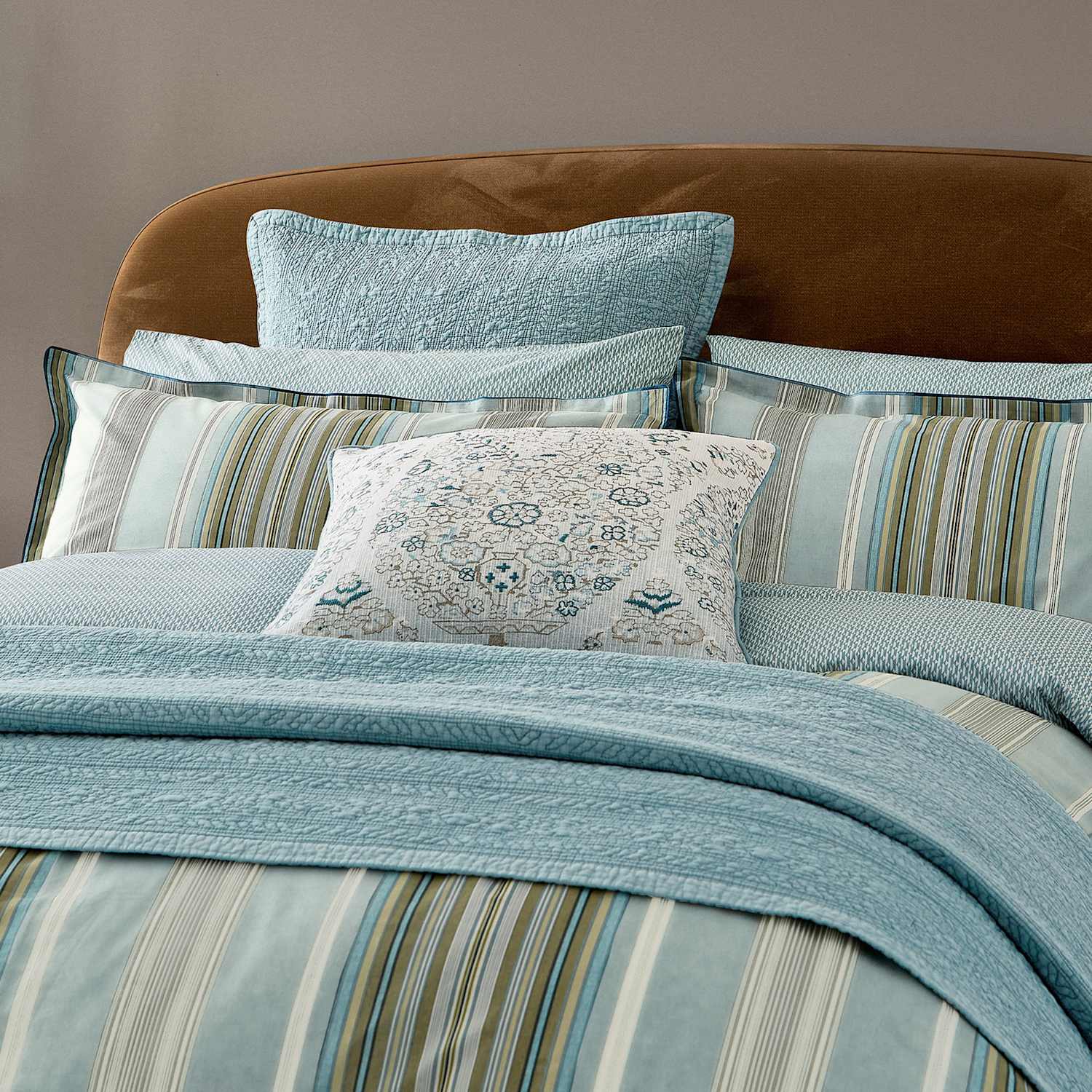 Bedeck Of Belfast 2 Pack Pure Cotton Oscar Pillowcases - Teal Mix - Available at M&S