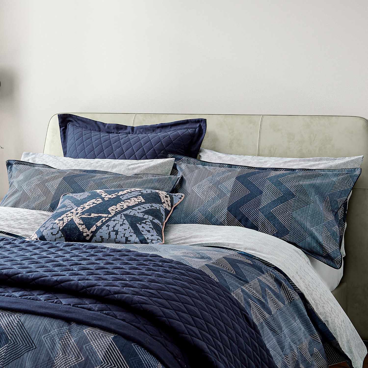 Bedeck Of Belfast 2 Pack Pure Cotton Sutton Pillowcases - Blue Mix - Available at M&S
