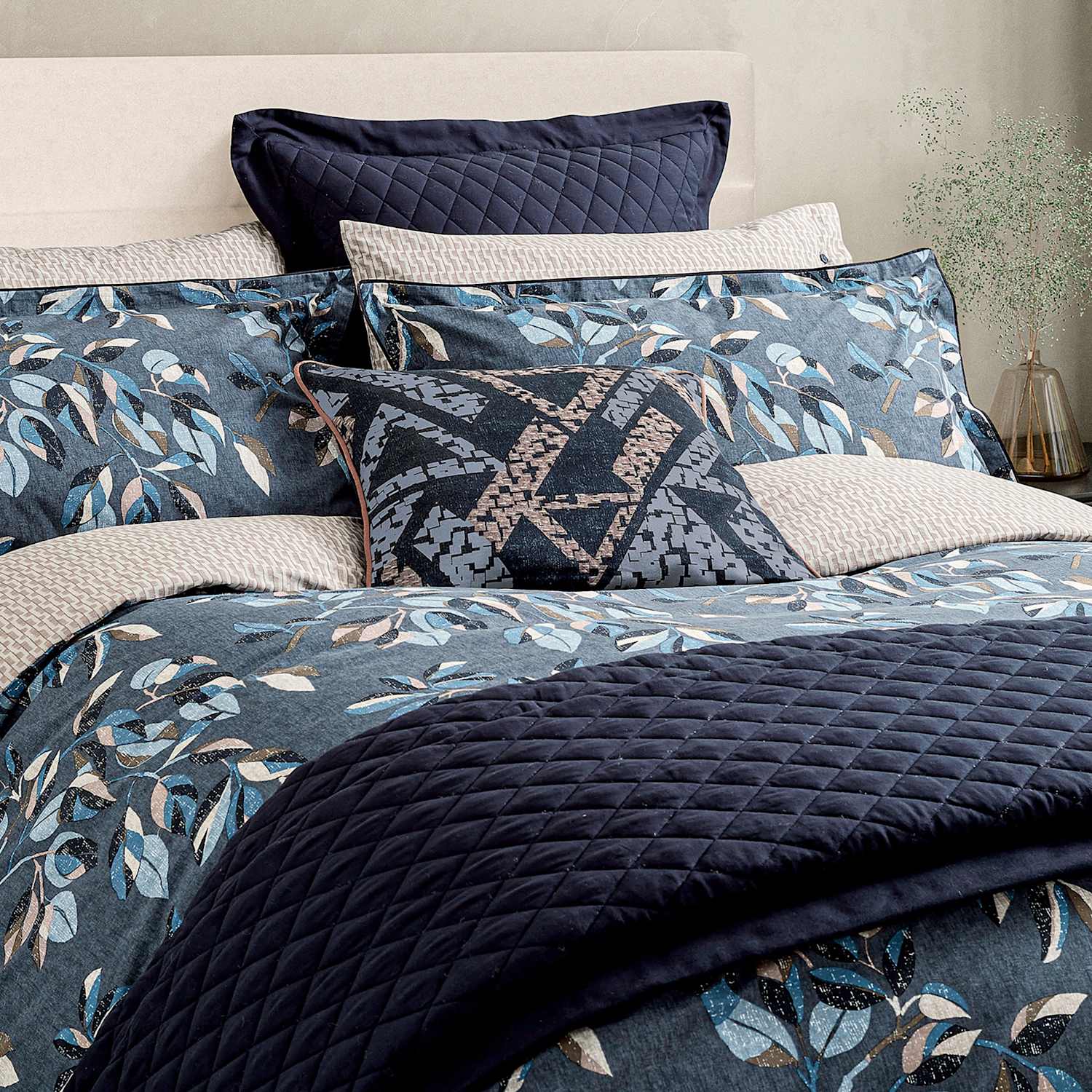 Bedeck Of Belfast Pure Cotton Sutton/Albany Pillowcase - Indigo - Available at M&S