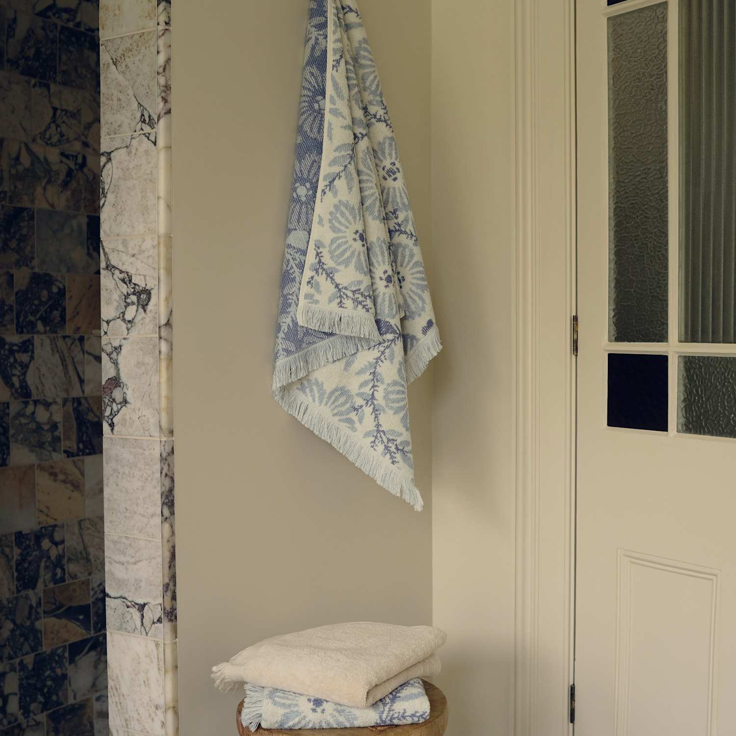 Piglet In Bed Pure Cotton Floral Towel - Bath Sheet - Light Blue Mix - Available at M&S