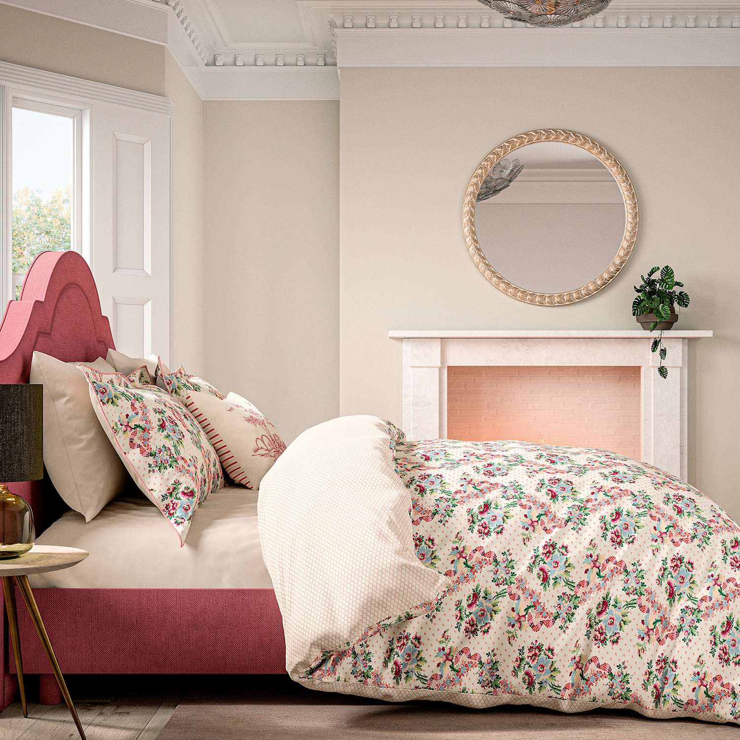 V&A Pure Cotton French Garden Bedding Set - King Size (5 ft) - Multi - Available at M&S