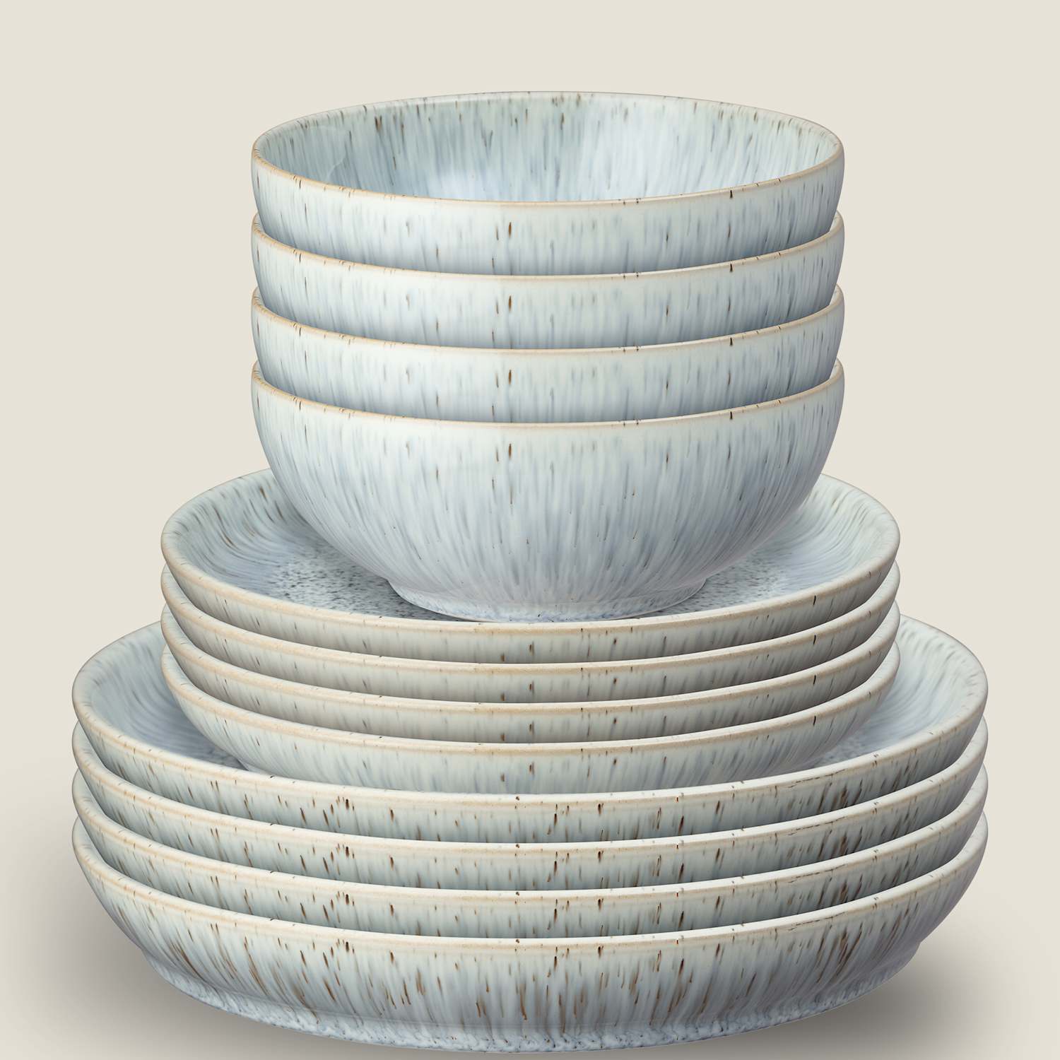 Denby Men's 12 Piece Halo Speckle Dinner Set - Blue Mix - Available at M&S