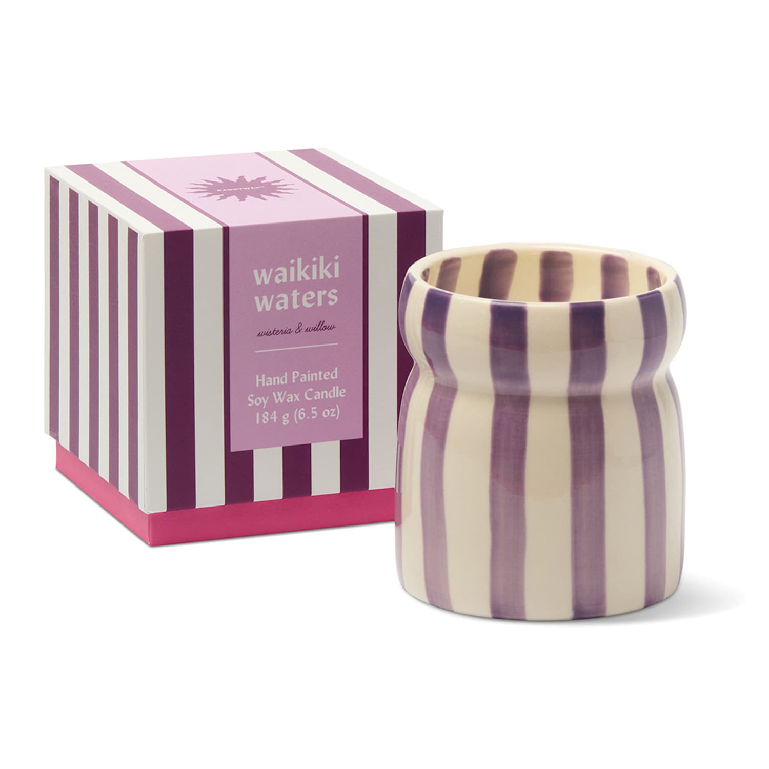 Paddywax Women's Cabana Waikiki Waters Striped Ceramic Boxed Candle 184g - Available at M&S