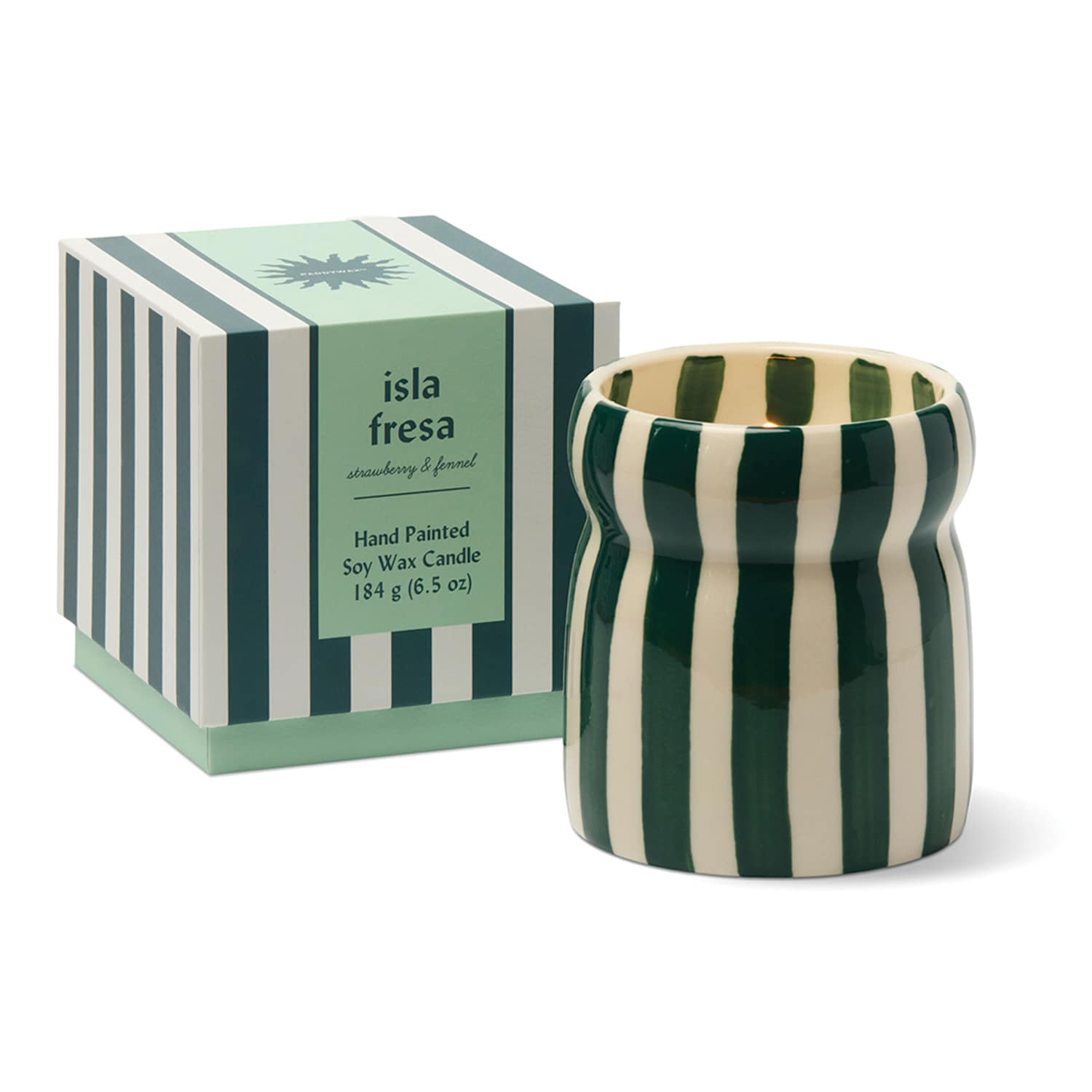 Paddywax Women's Cabana Isla Fresa Striped Ceramic Boxed Candle 184g - Available at M&S