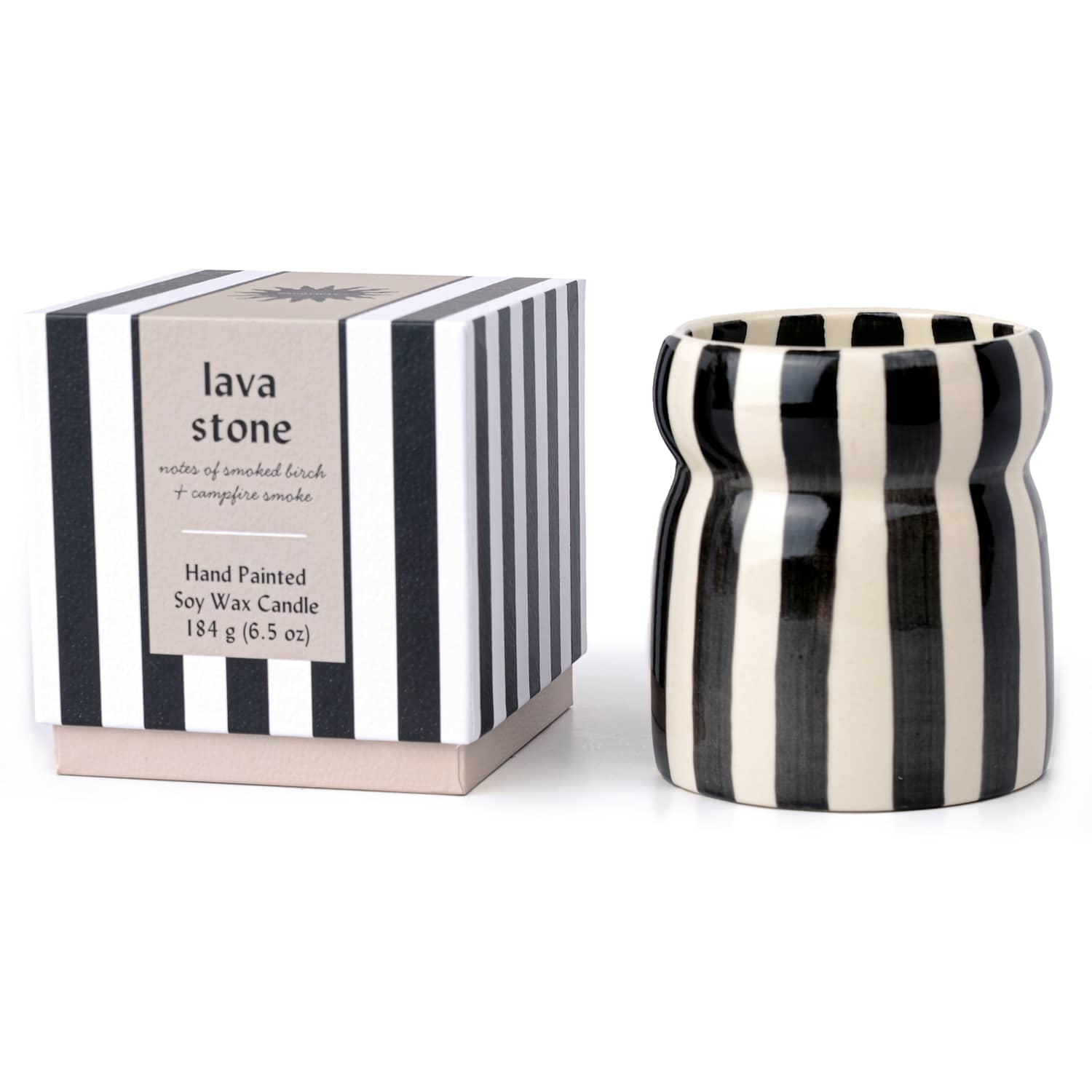 Paddywax Women's Cabana Lave Stone Striped Ceramic Boxed Candle 184g - Available at M&S