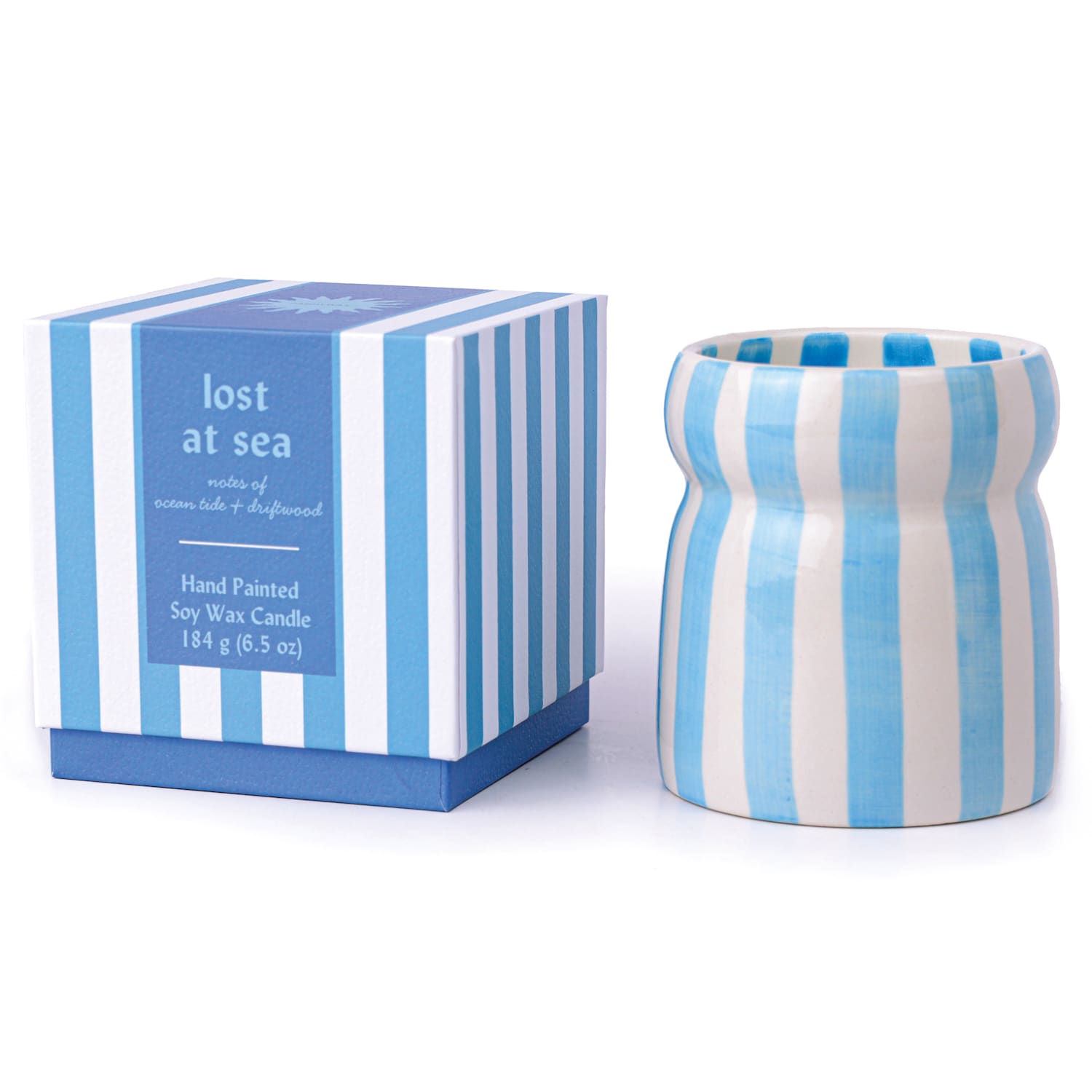 Paddywax Women's Cabana Lost at Sea Striped Ceramic Boxed Candle 184g - Available at M&S