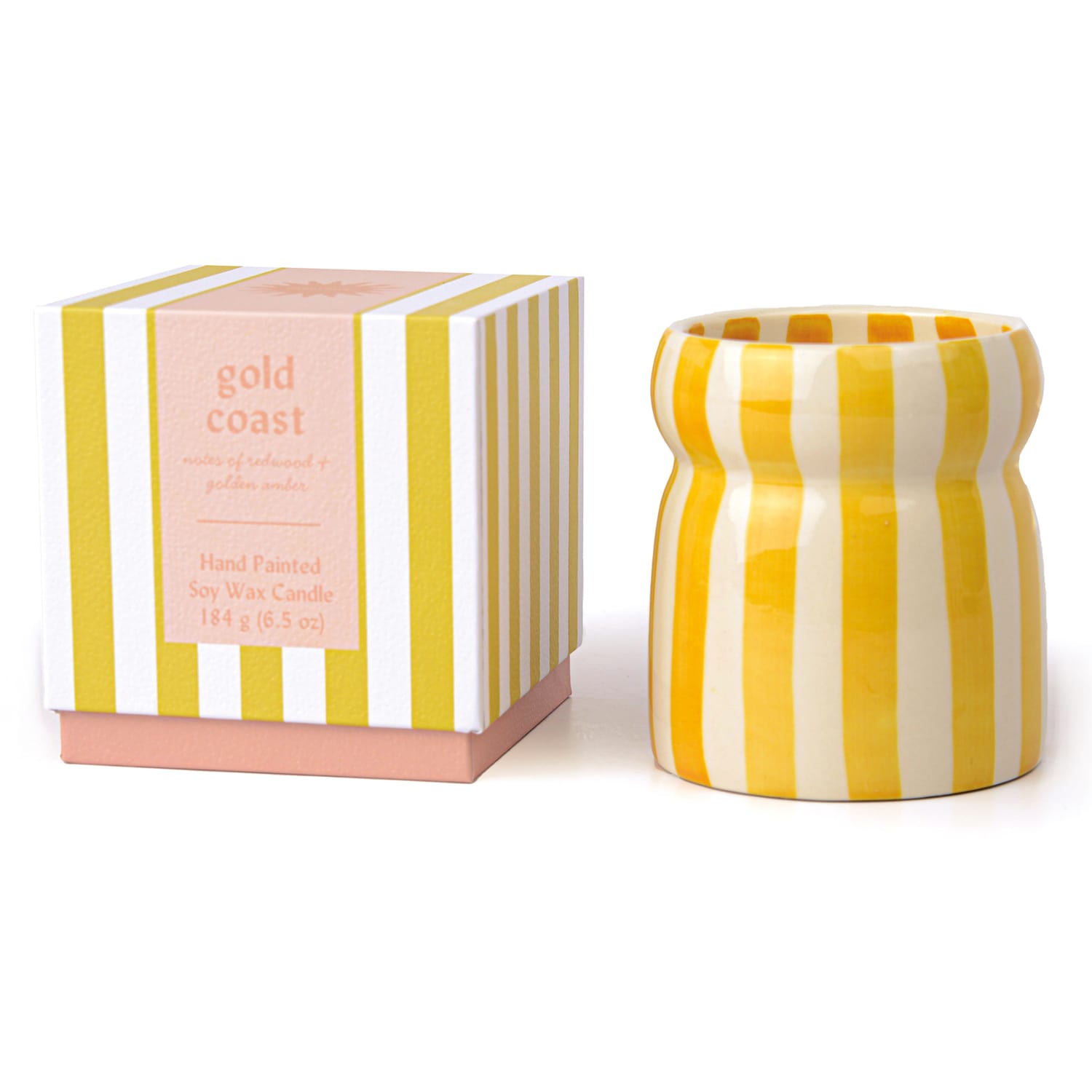 Paddywax Women's Cabana Gold Coast Striped Ceramic Boxed Candle 184g - Available at M&S