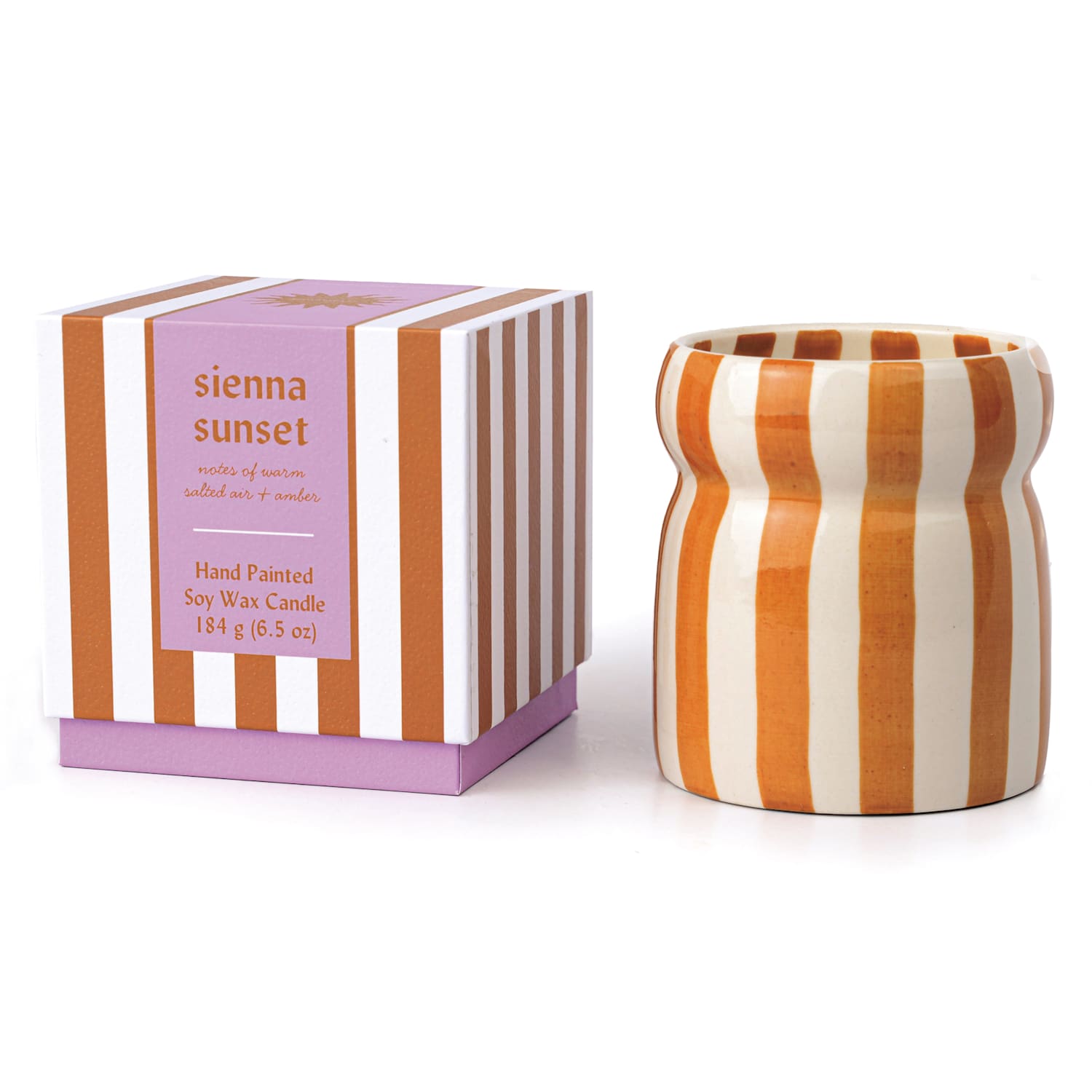 Paddywax Women's Cabana Sienna Sunset Striped Ceramic Boxed Candle 184g - Available at M&S