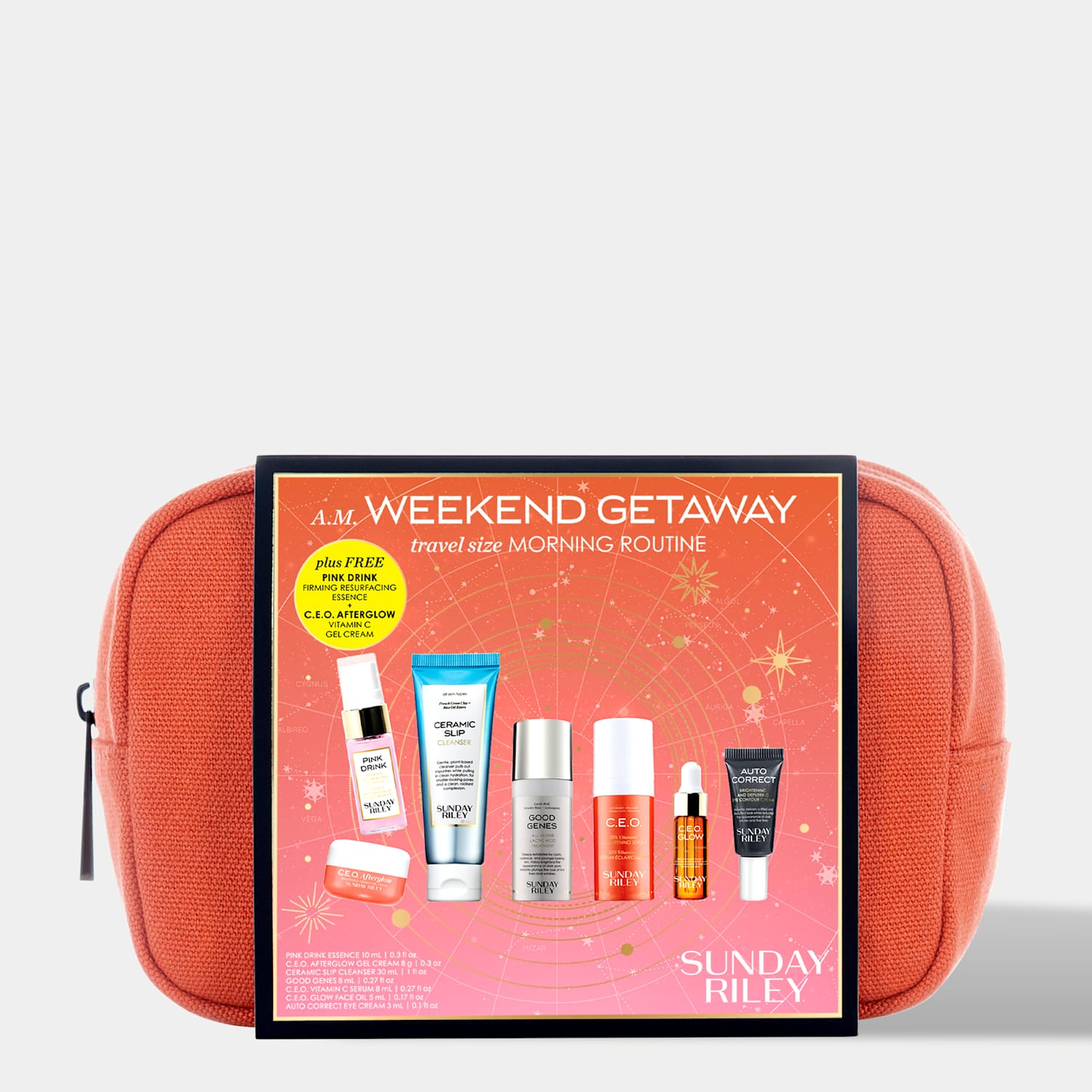 Sunday Riley A.M. Weekend Getaway Travel Size Morning Routine - Available at M&S