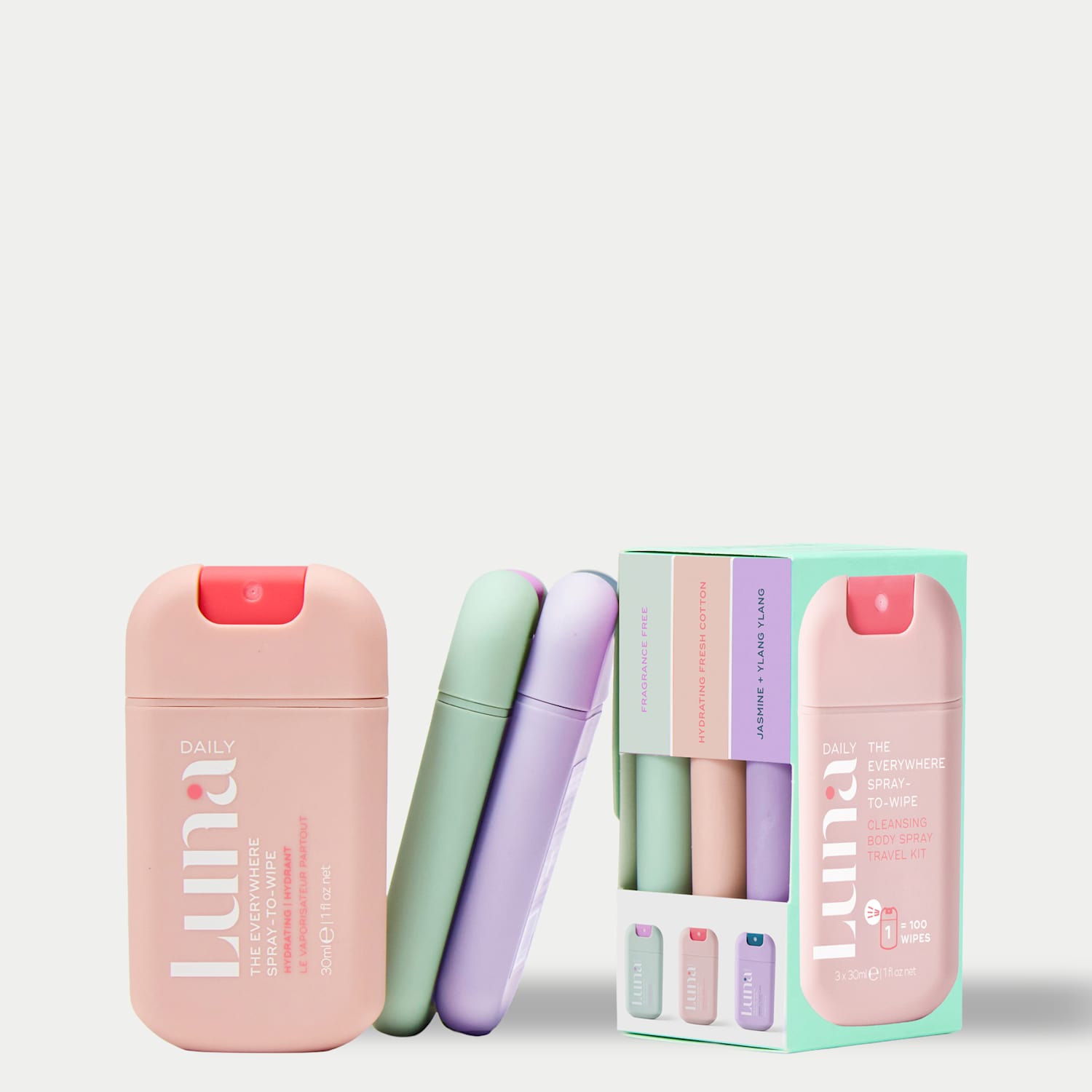 Luna Daily Women's The Everywhere Spray-To-Wipe Cleansing Body Spray Travel Kit - Available at M&S
