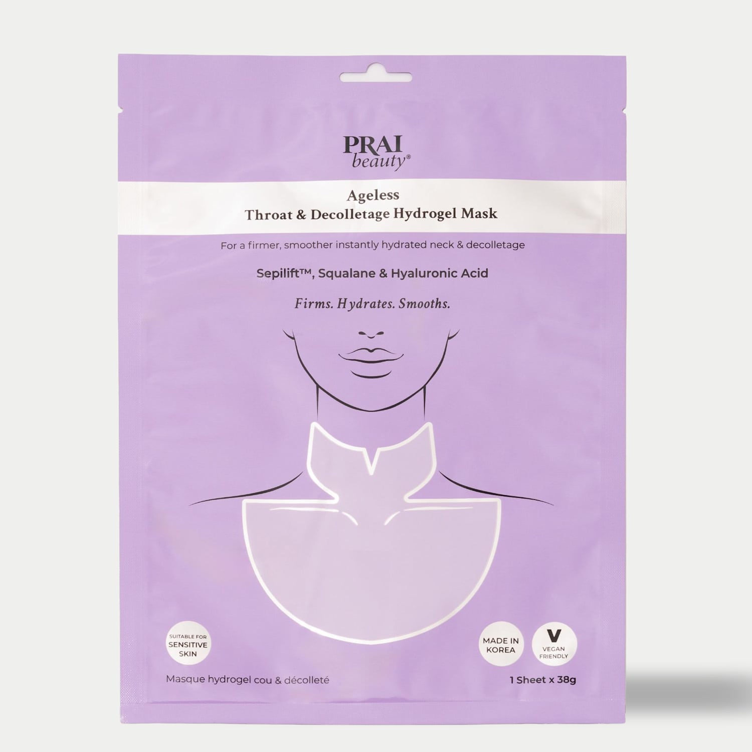 Prai Women's Ageless Throat & Decolletage Hydrogel Mask (Single) - Available at M&S