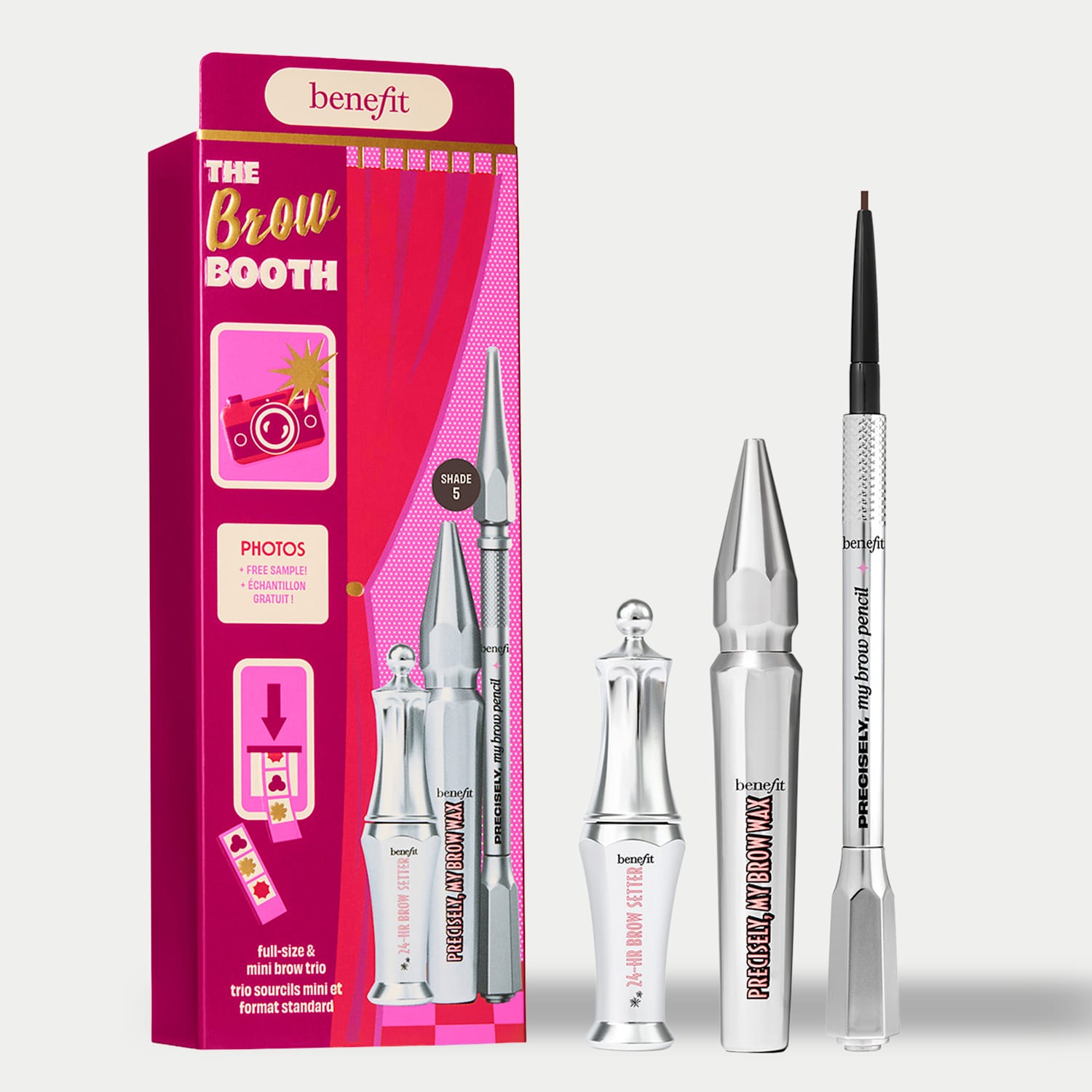 Benefit The Brow Booth Brow Pencil, Wax & Eyebrow Gel Trio - Worth £67.85 - Dark Chocolate - Available at M&S