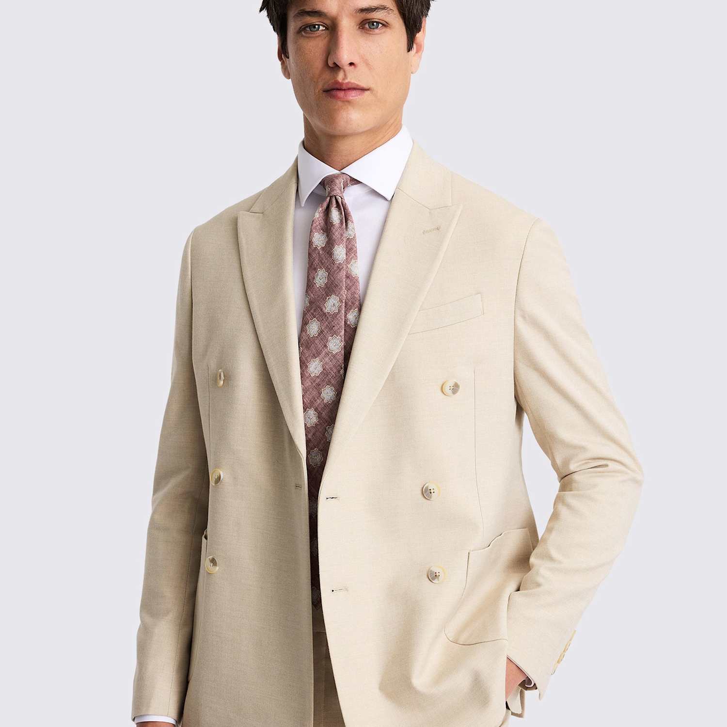 Moss Men's Slim Fit Double Breasted Suit Jacket - 44 - Camel - Available at M&S