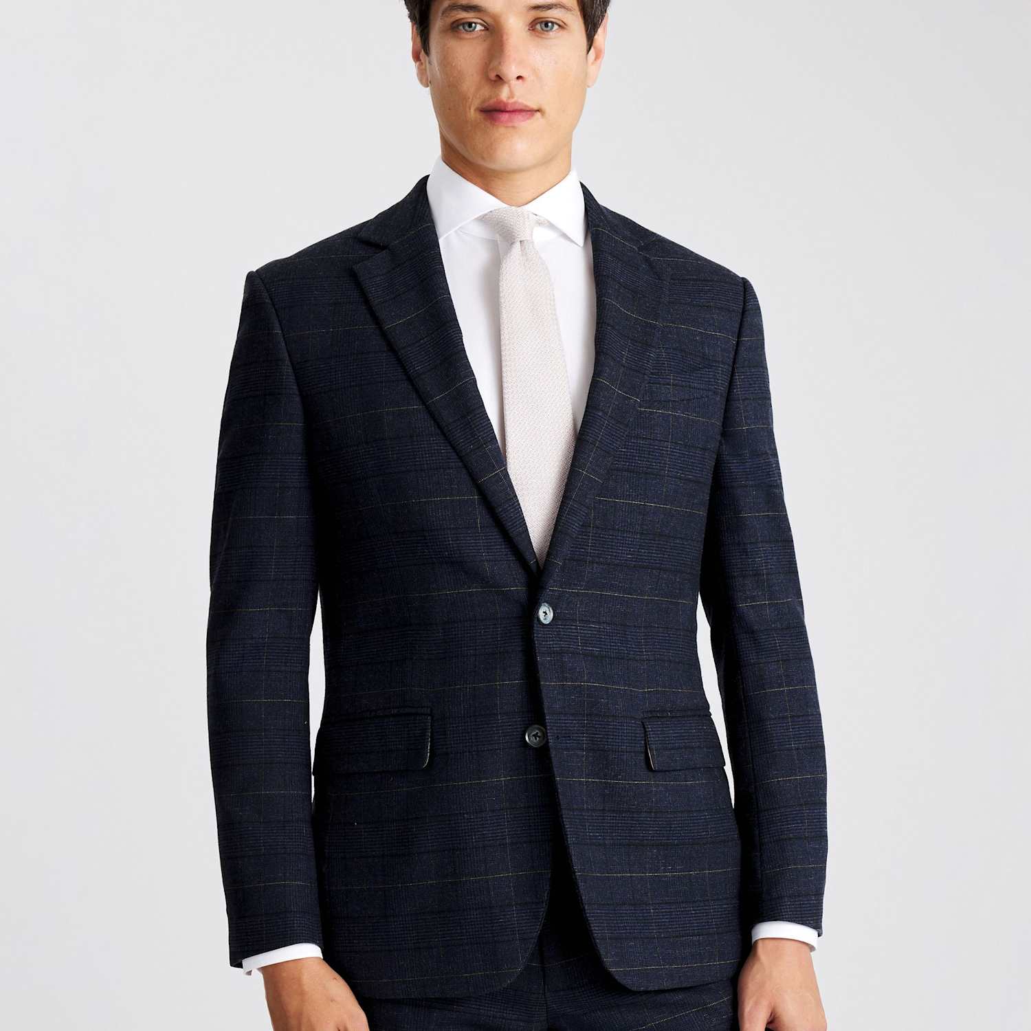 Moss Men's Tailored Fit Check Suit Jacket - 40 - Navy Mix - Available at M&S