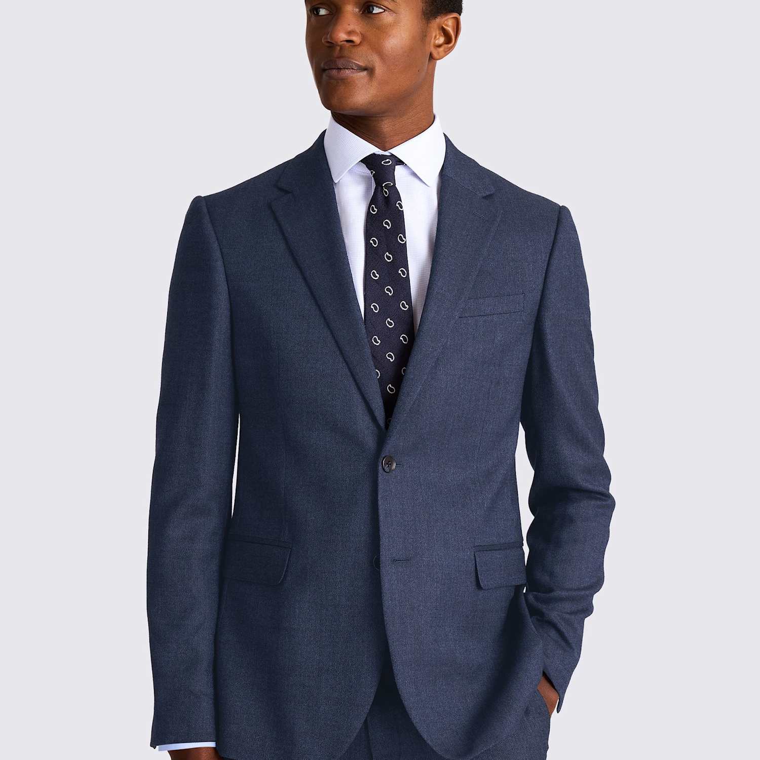 Moss Men's Slim Fit Wool Rich Textured Suit Jacket - 40 - Blue - Available at M&S