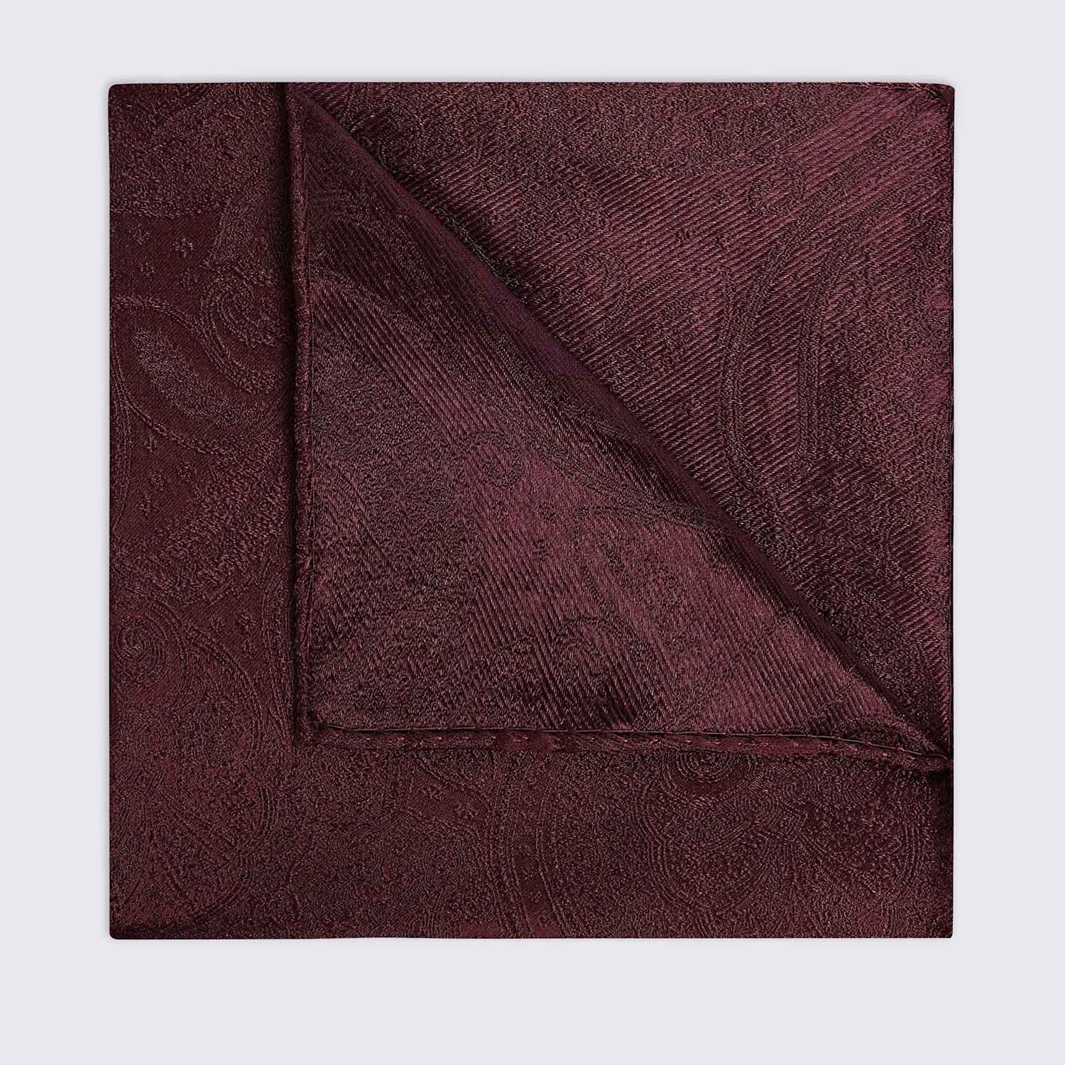 Moss Men's Paisley Pure Silk Pocket Square - Burgundy - Available at M&S