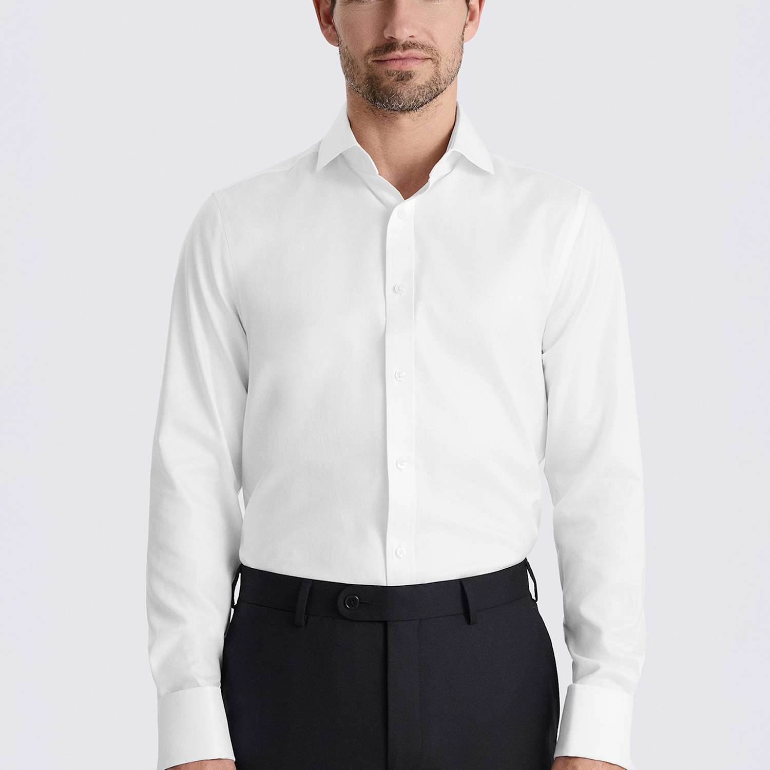Moss Men's Tailored Fit Pure Cotton Twill Shirt - 15 - White - Available at M&S