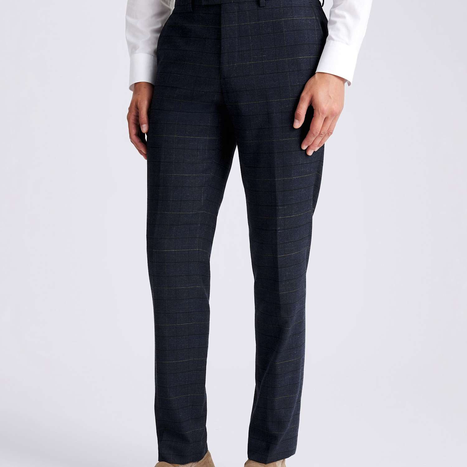 Moss Men's Tailored Fit Check Suit Trousers - 40 - Navy Mix - Available at M&S