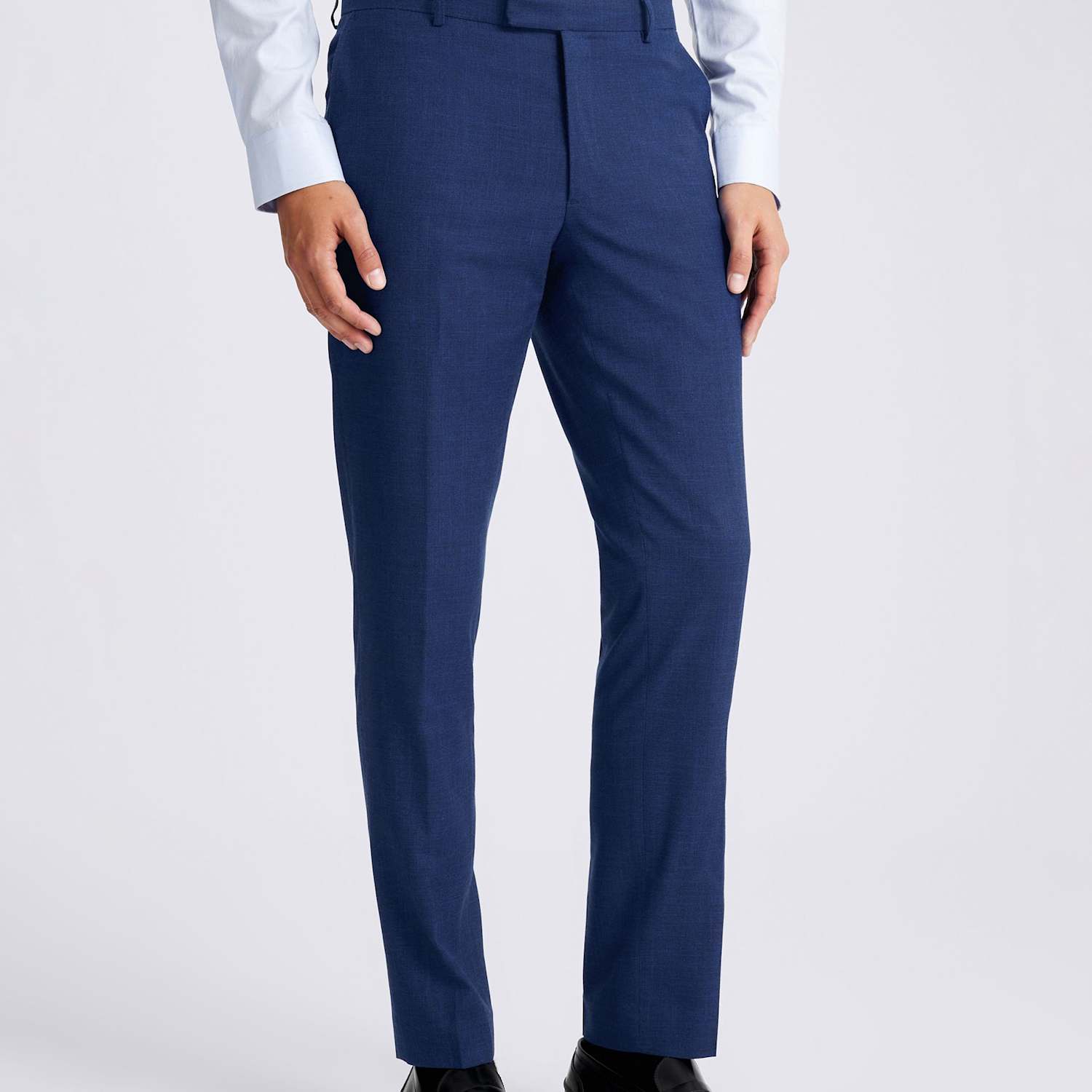 Moss Men's Slim Fit Slub Textured Suit Trousers - 40 - Blue - Available at M&S