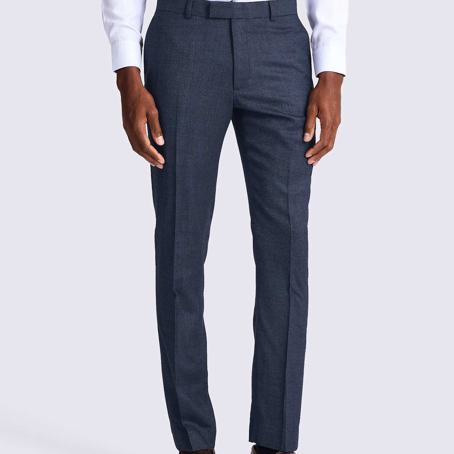 Moss Men's Slim Fit Wool Rich Textured Suit Trousers - 36 - Blue - Available at M&S