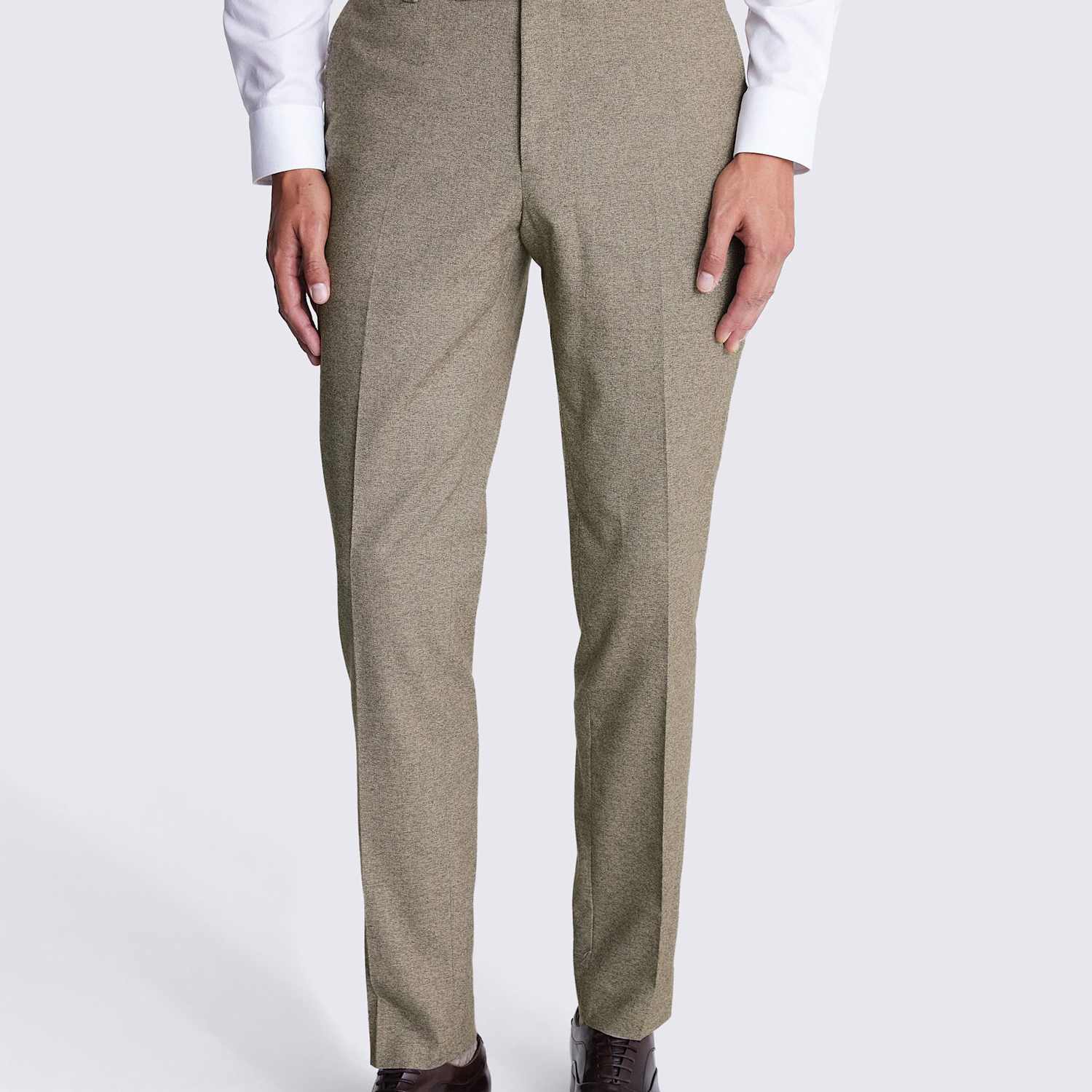 Moss Men's Slim Fit Brushed Stretch Suit Trousers - 32 - Neutral - Available at M&S