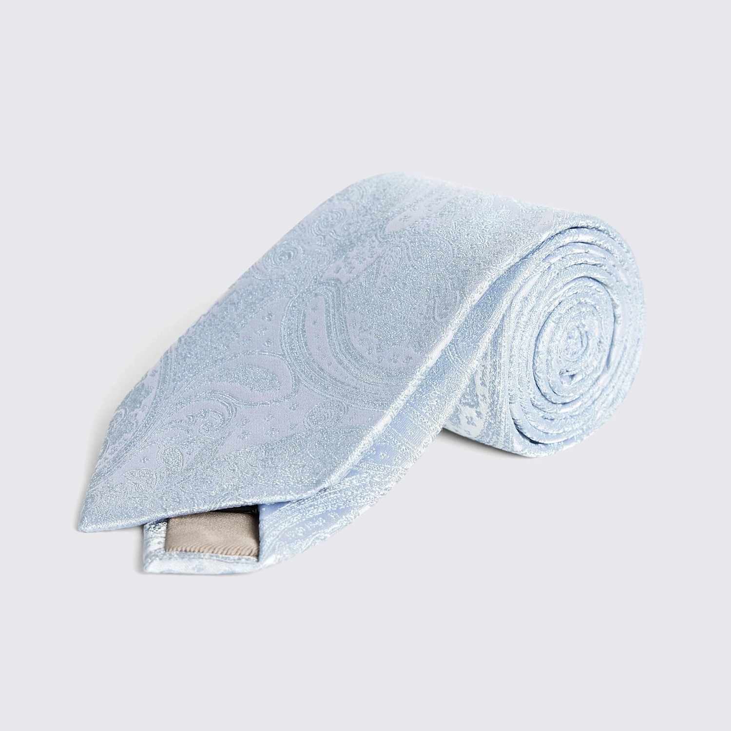 Moss Men's Wedding Paisley Pure Silk Tie - Light Blue - Available at M&S