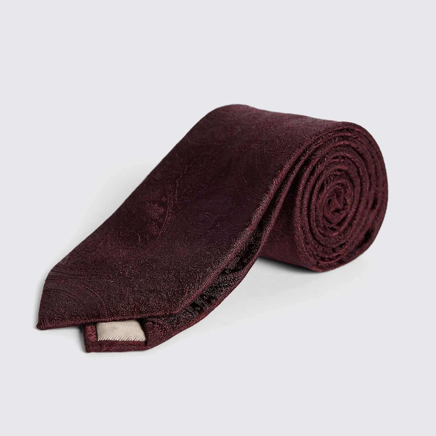 Moss Men's Wedding Paisley Pure Silk Tie - Burgundy - Available at M&S