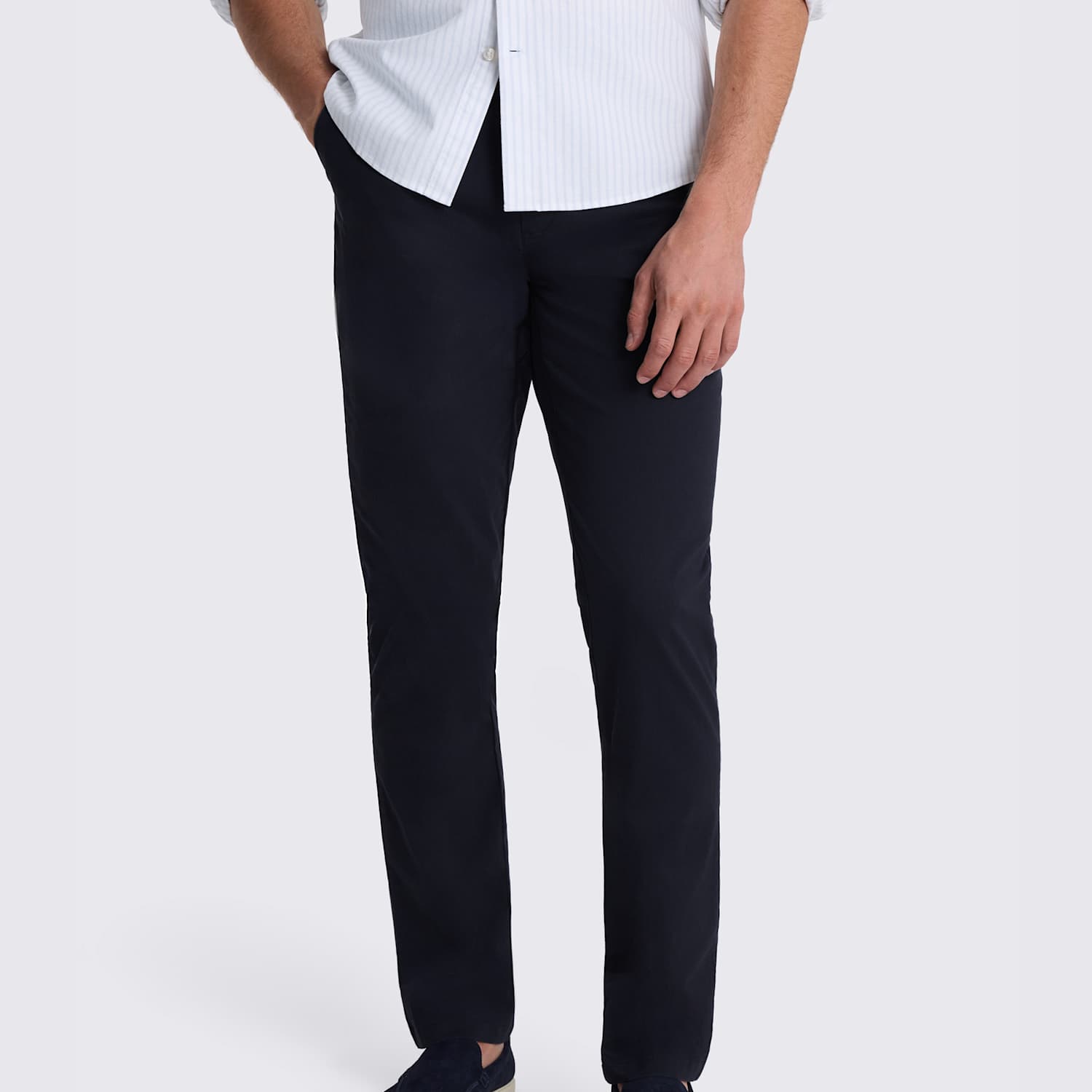 Moss Men's Tailored Fit Stretch Chinos - 34 - Navy - Available at M&S