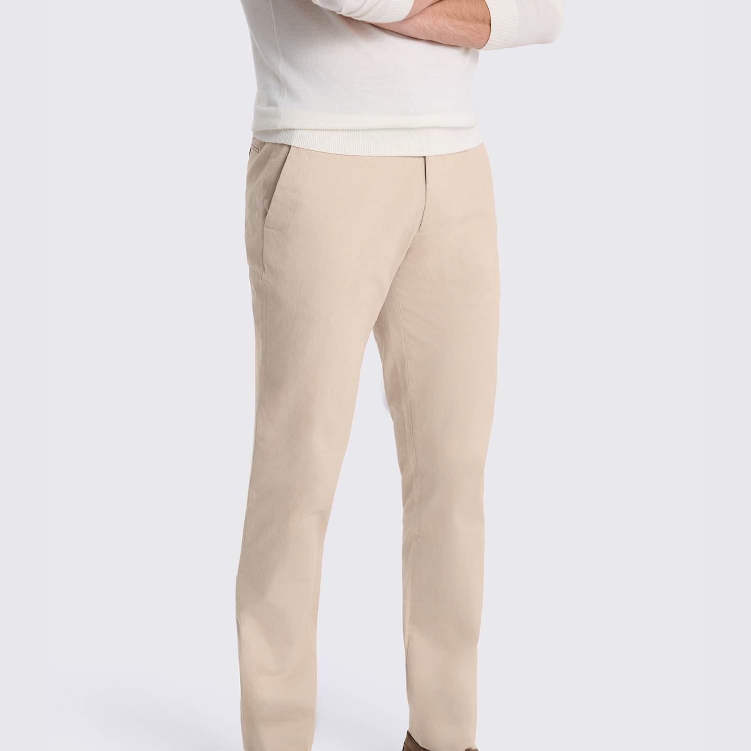 Moss Men's Tailored Fit Stretch Chinos - 34 - Stone - Available at M&S