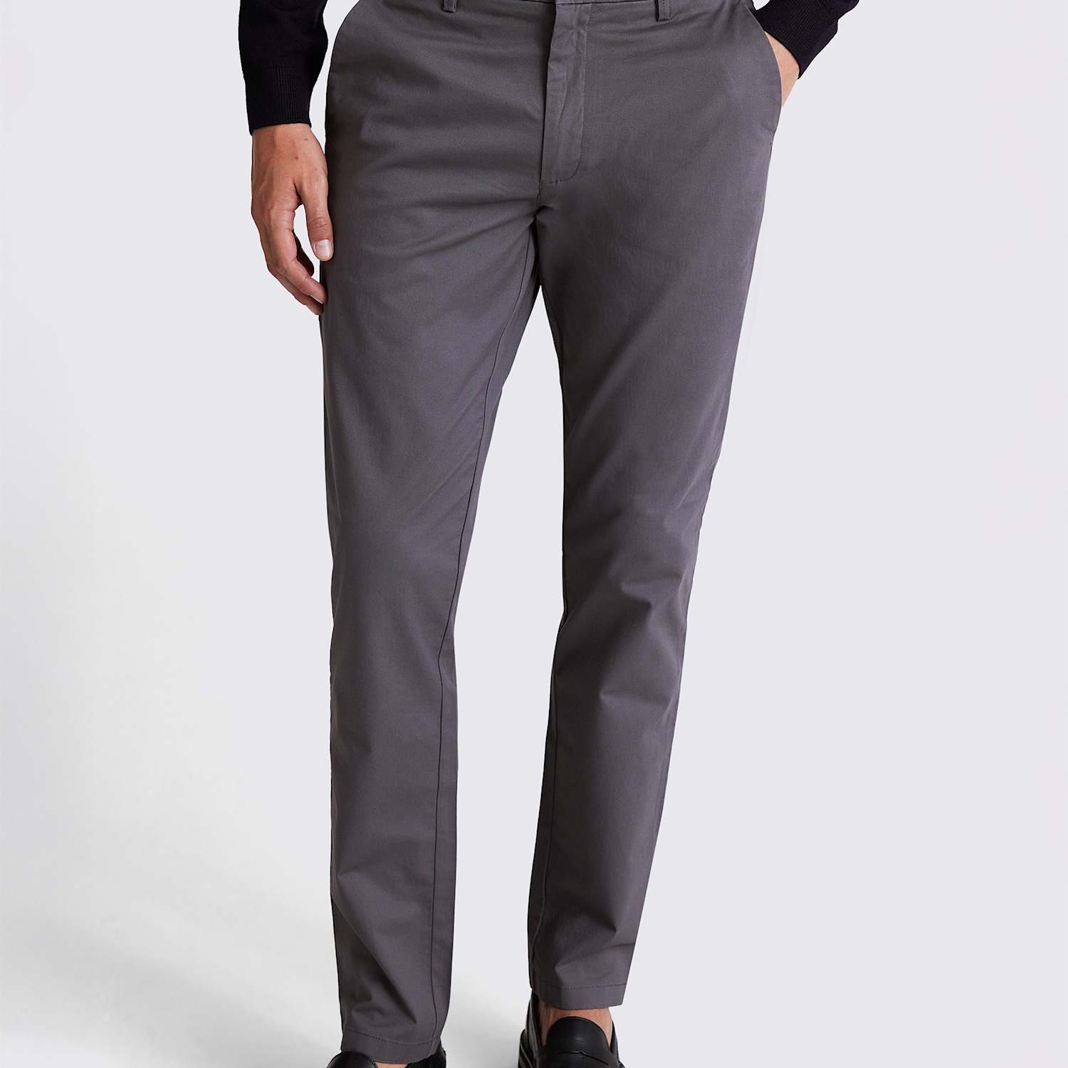 Moss Men's Tailored Fit Stretch Chinos - 36 - Medium Grey - Available at M&S