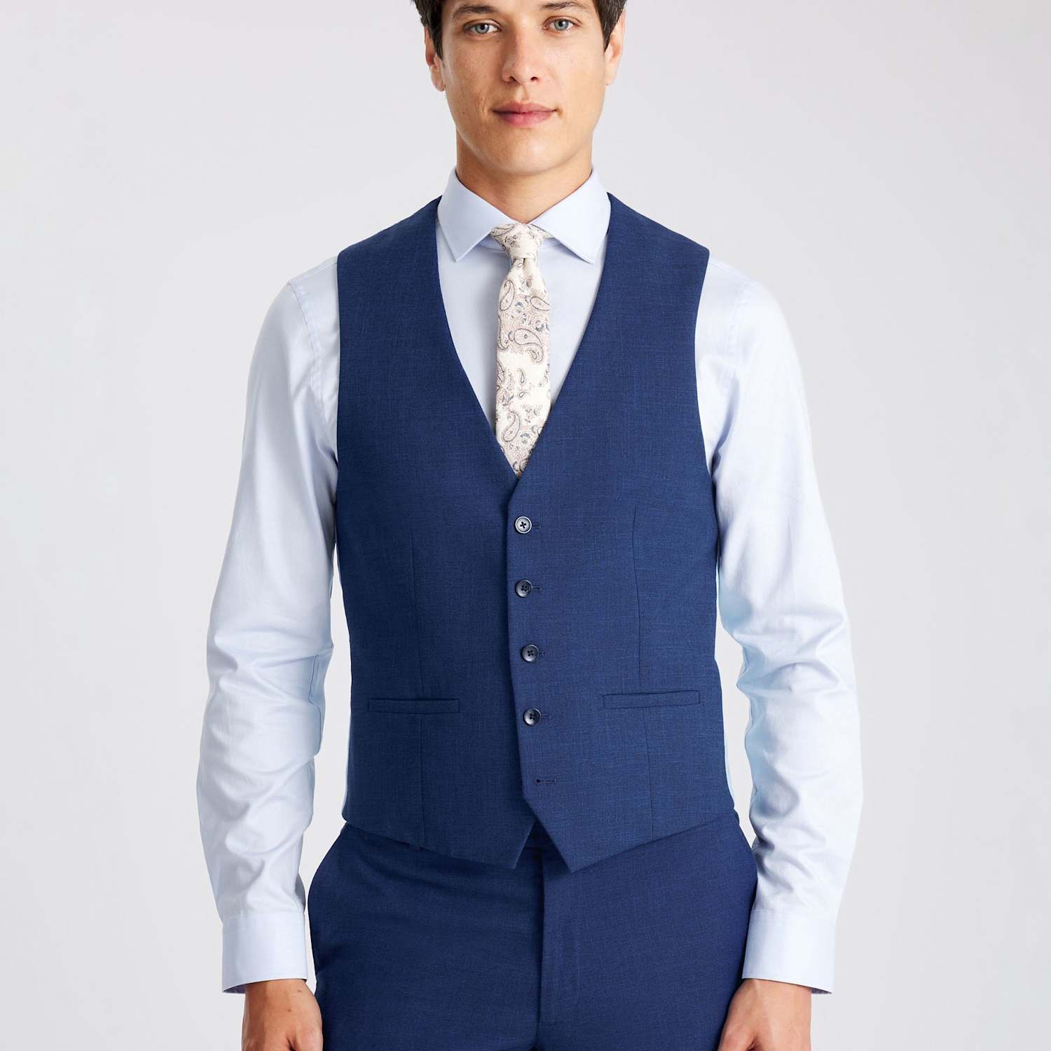 Moss Men's Slim Fit Textured Waistcoat - 44 - Blue - Available at M&S