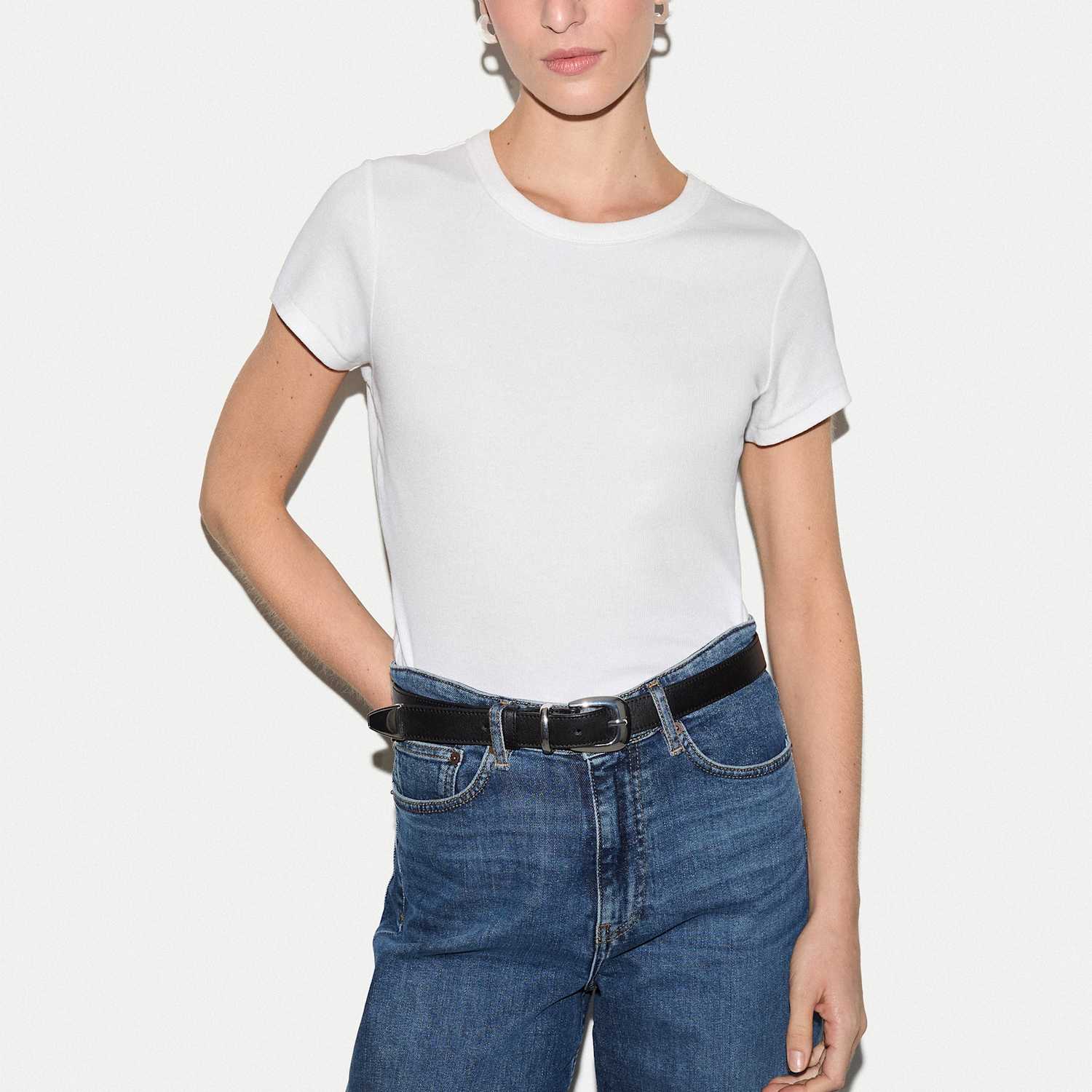 Jigsaw Women's Cotton Rich Straight Fit T-Shirt - Medium - White - Available at M&S