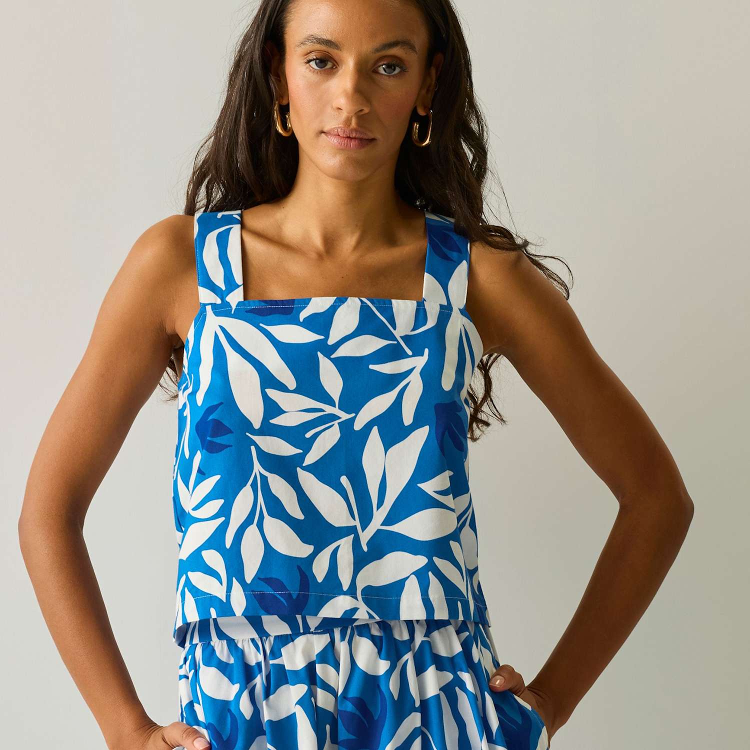 Regatta Women's Laguna Pure Cotton Leaf Print Vest Top - 20 - Blue Mix - Available at M&S