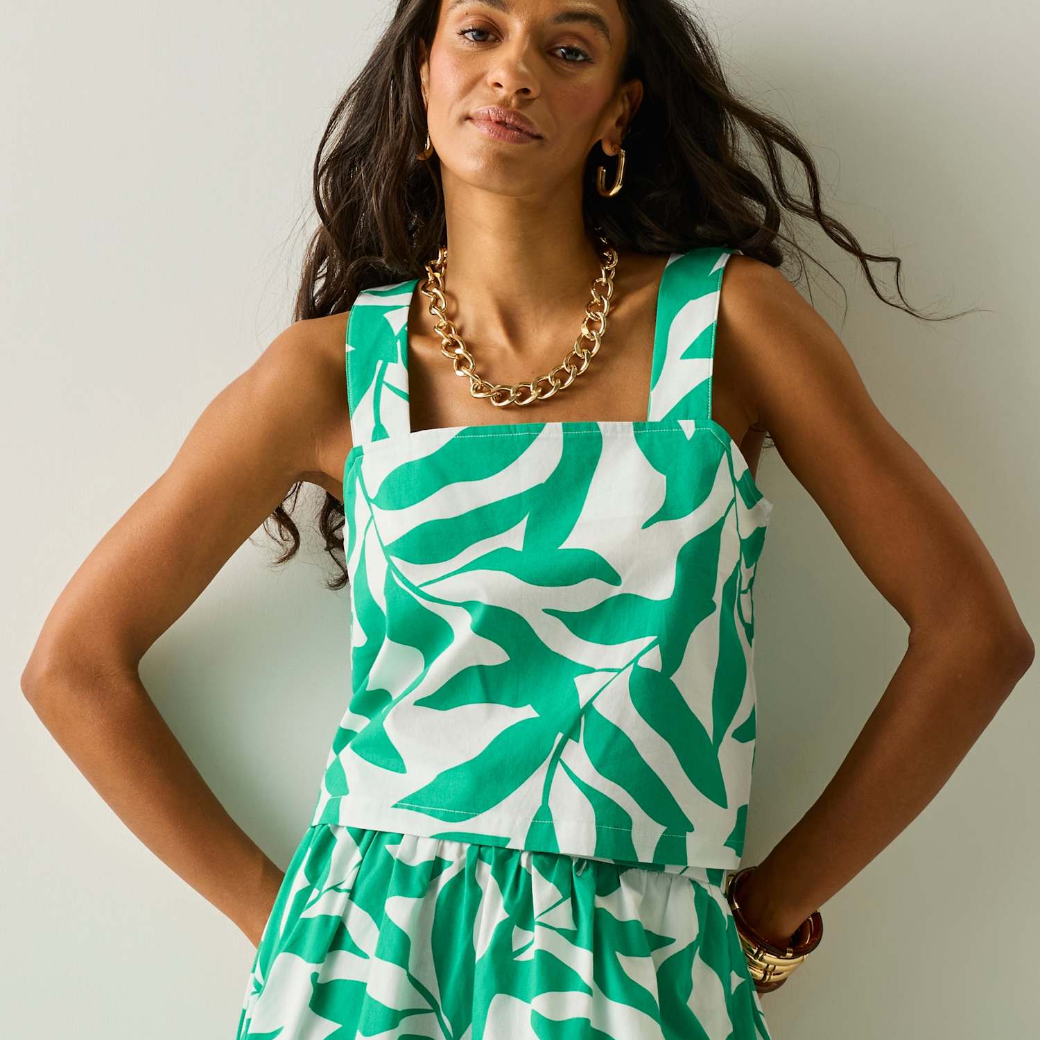 Regatta Women's Laguna Pure Cotton Leaf Print Vest Top - 20 - Green Mix - Available at M&S