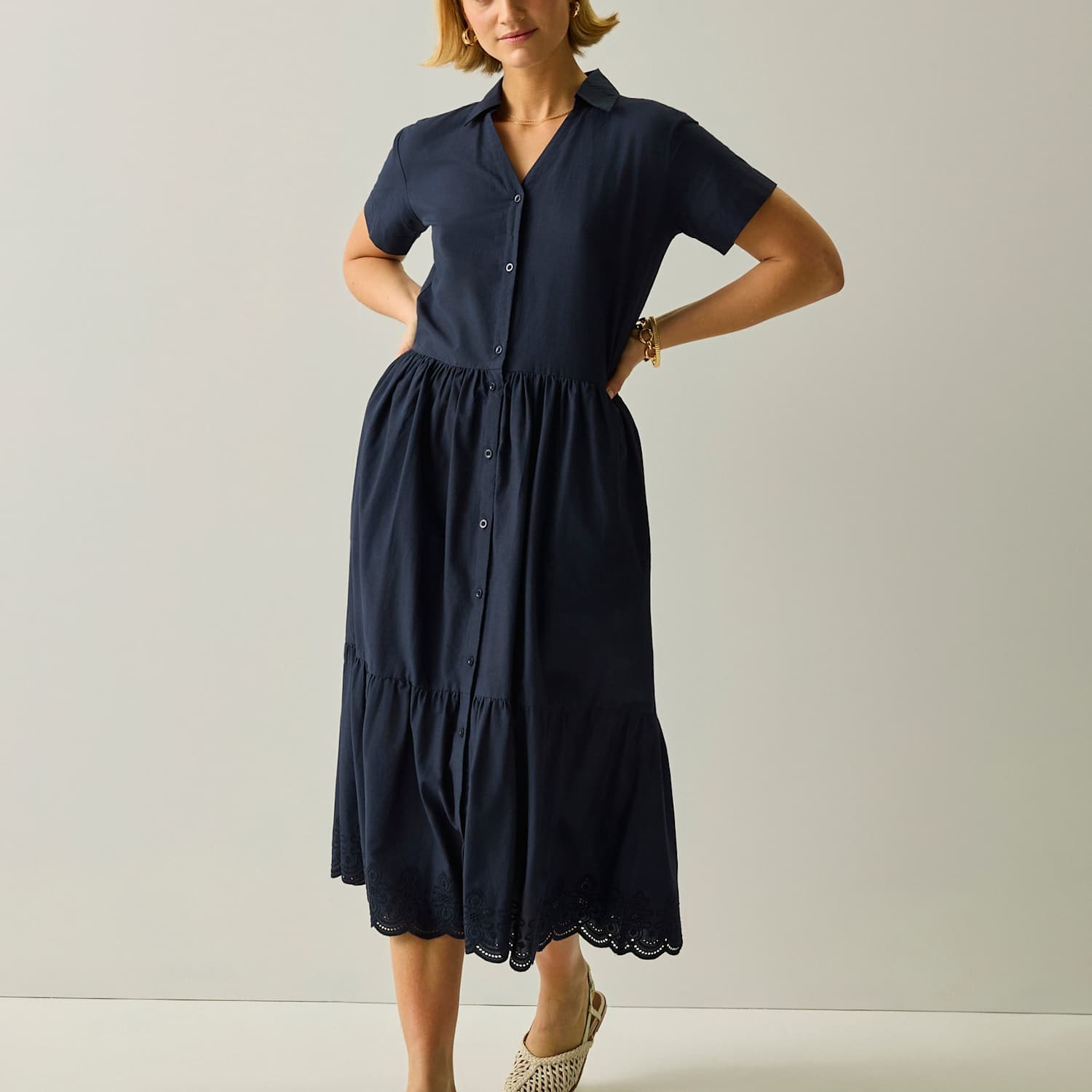 Regatta Women's Navagio Pure Cotton Midi Shirt Dress - 10 - Navy - Available at M&S