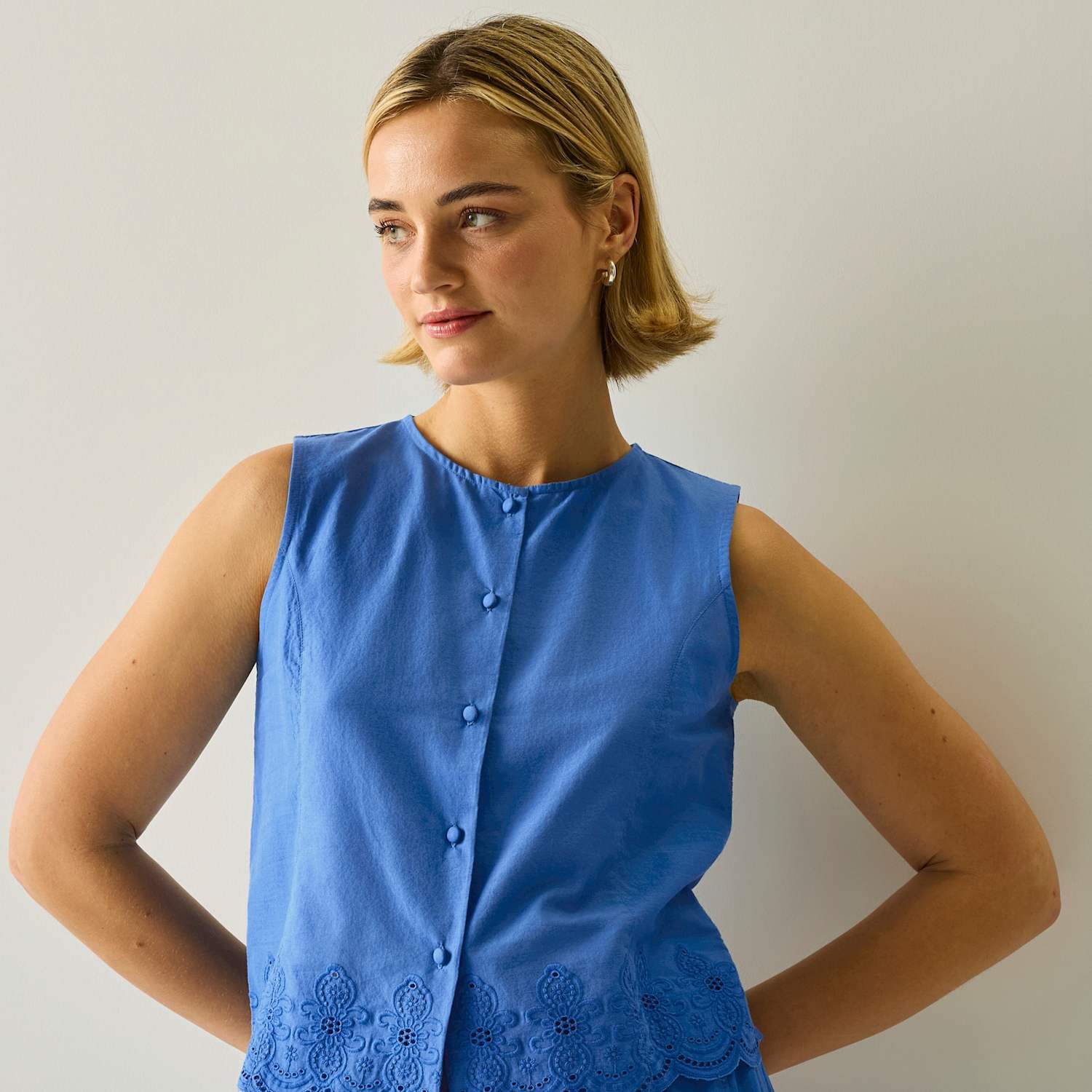 Regatta Women's Preveli Pure Cotton Broderie Tie Back Blouse - 14 - Light Blue - Available at M&S