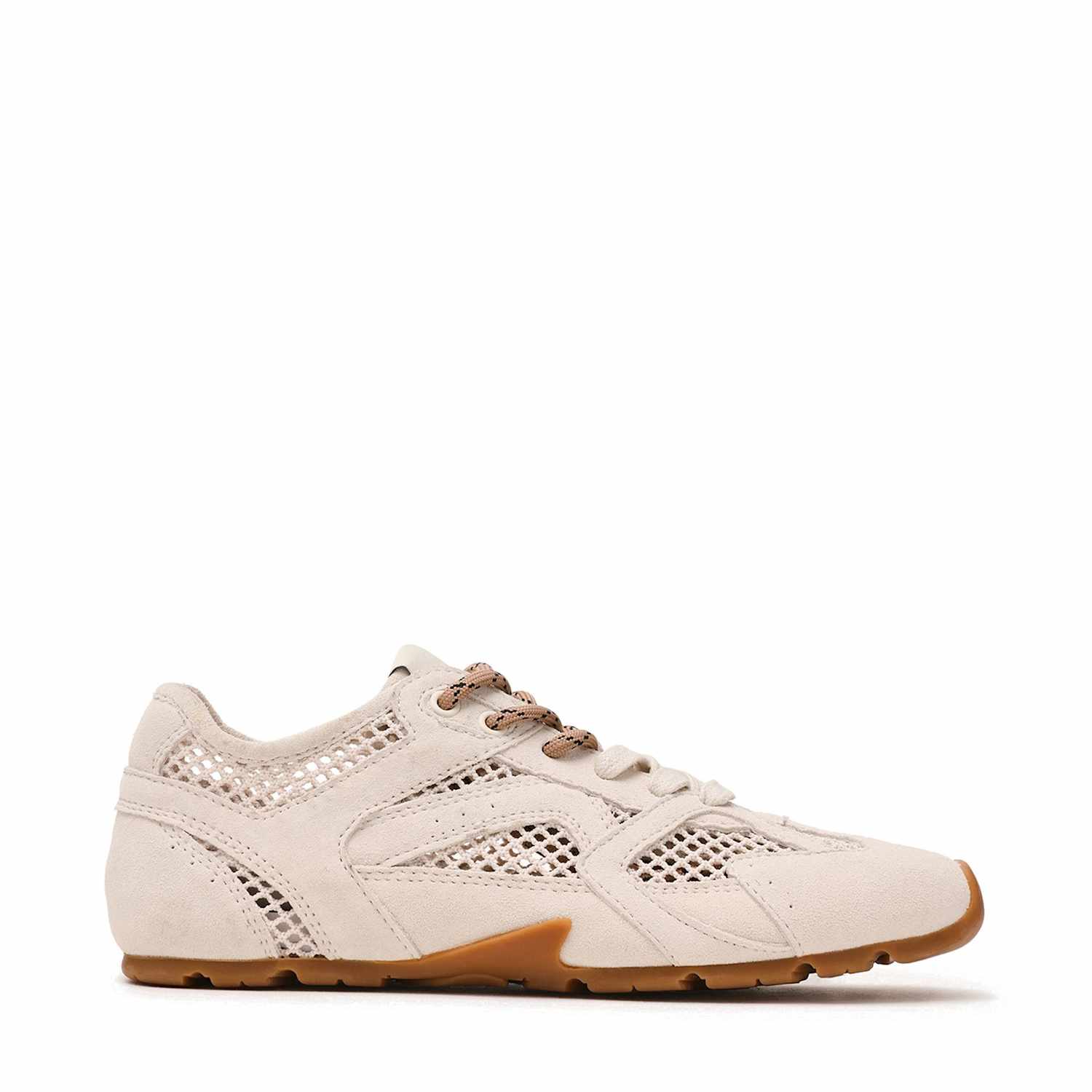 Steve Madden Women's Suede Lace Up Trainers - 5 - Beige Mix - Available at M&S