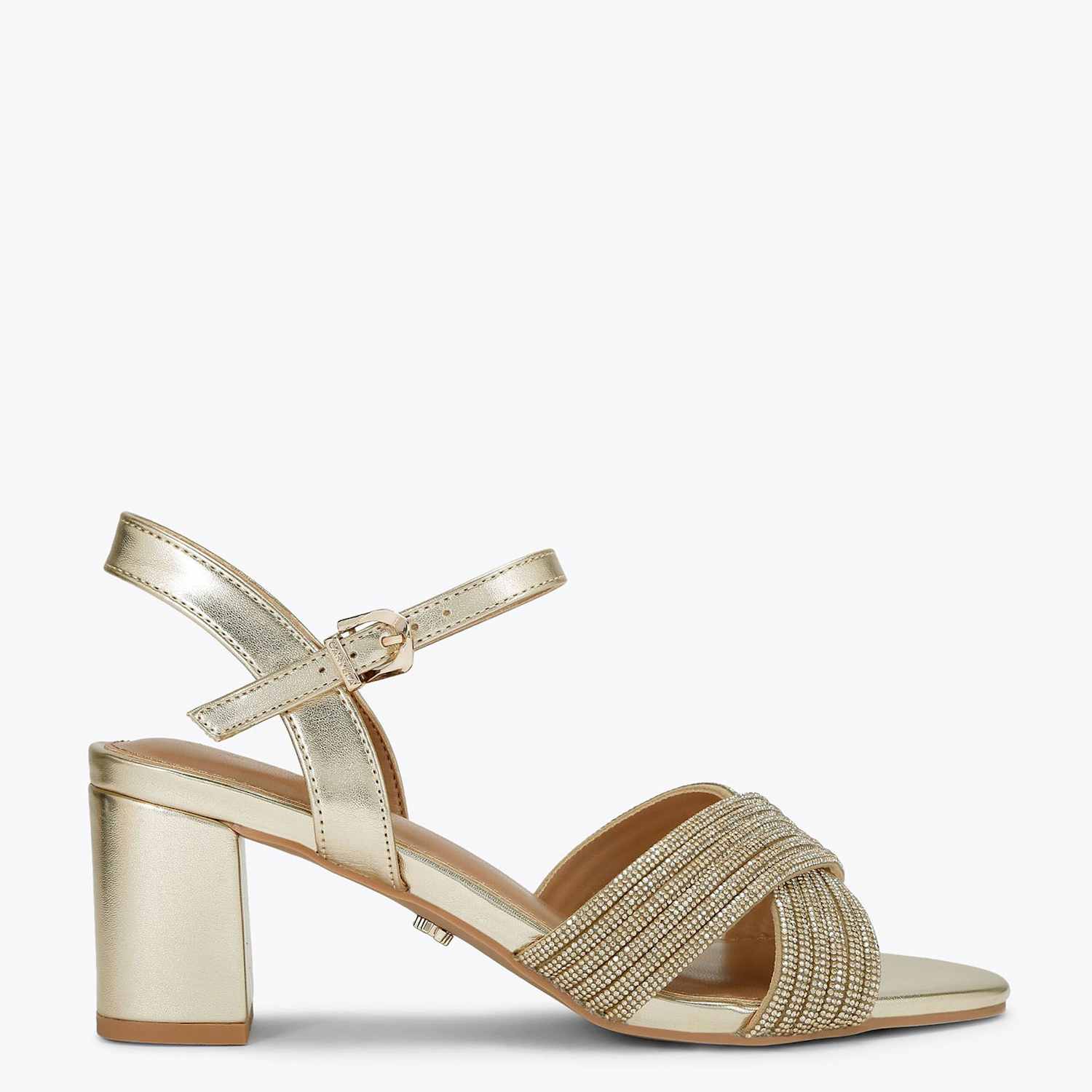 Carvela Women's Wide Fit Metallic Sparkle Block Heel Sandals - 4 - Gold - Available at M&S