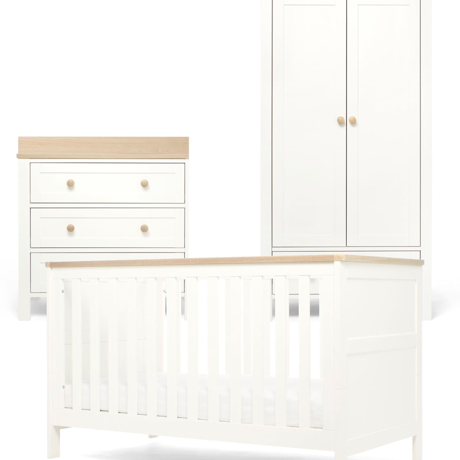 Mamas & Papas Wedmore 3 Piece Nursery Set - White Oak - White Mix - Available at M&S
