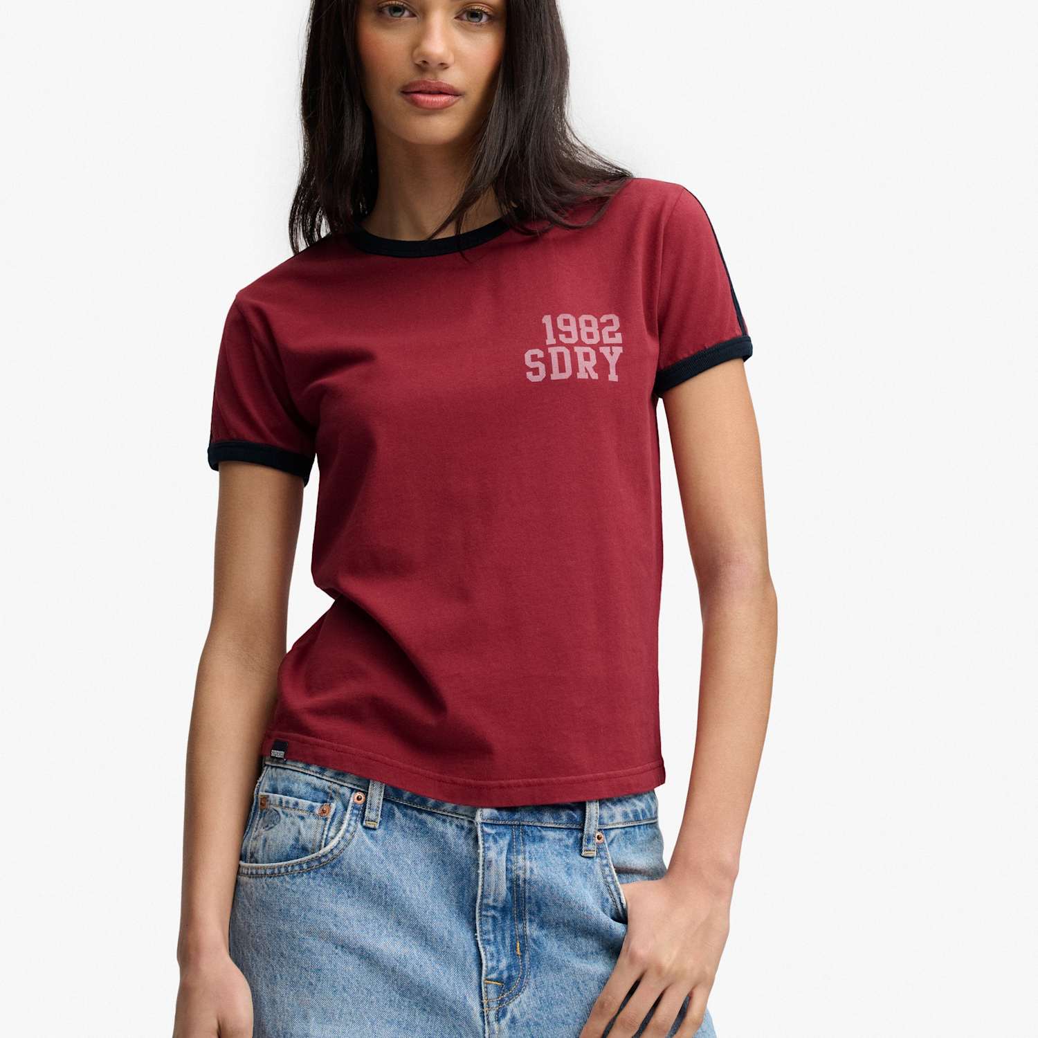 Superdry & Co Women's Pure Cotton Slim Fit Side Stripe Ringer Tee - 14 - Red - Available at M&S