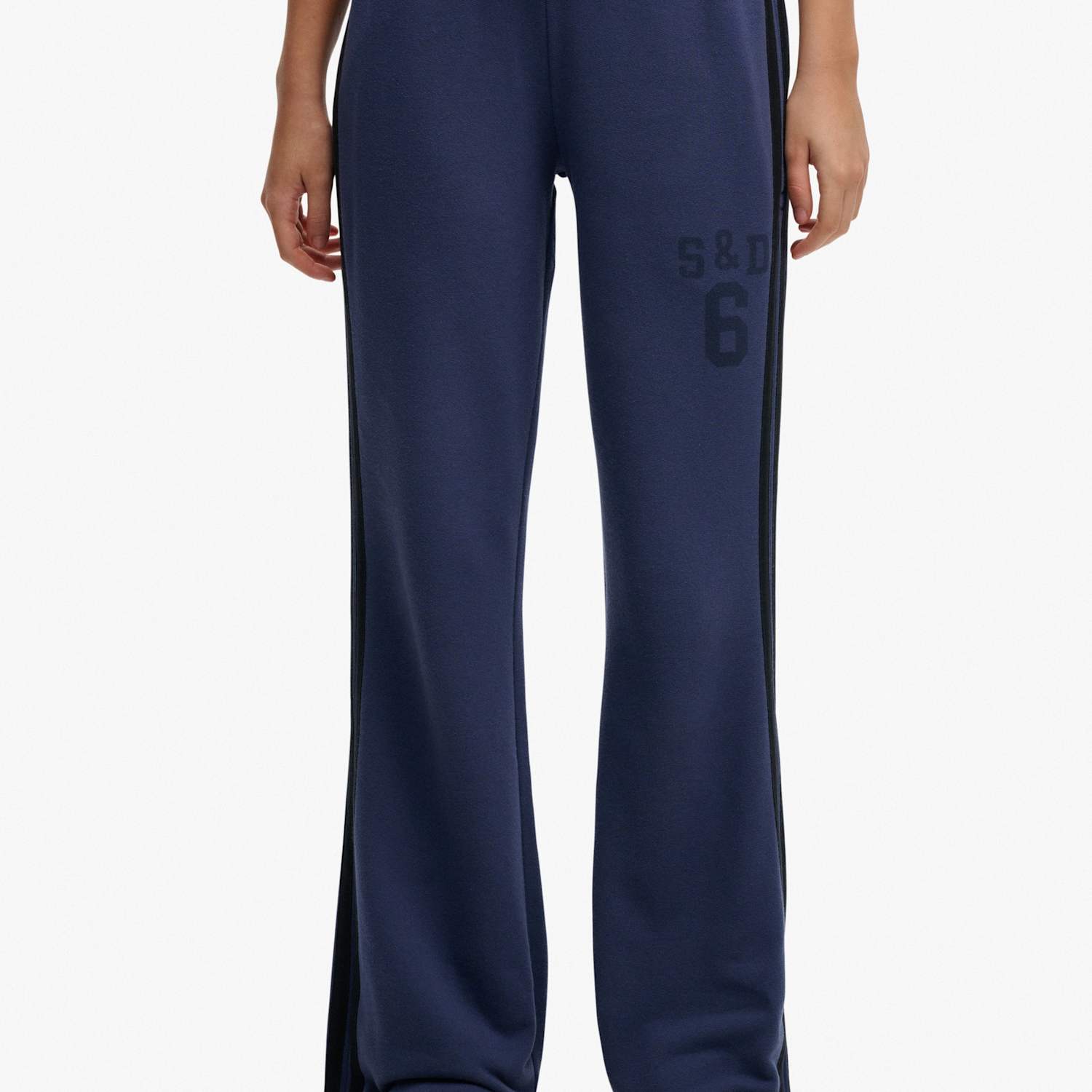 Superdry & Co Women's Cotton Rich Side Stripe Wide Leg Joggers - 10 - Blue Mix - Available at M&S