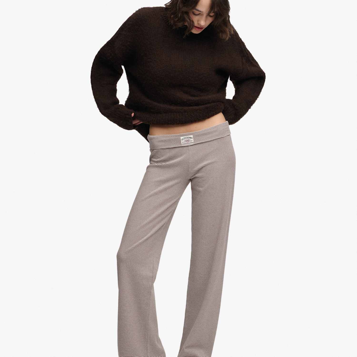 Superdry & Co Women's Jersey Striped Slim Fit Joggers - 10 - Brown Mix - Available at M&S