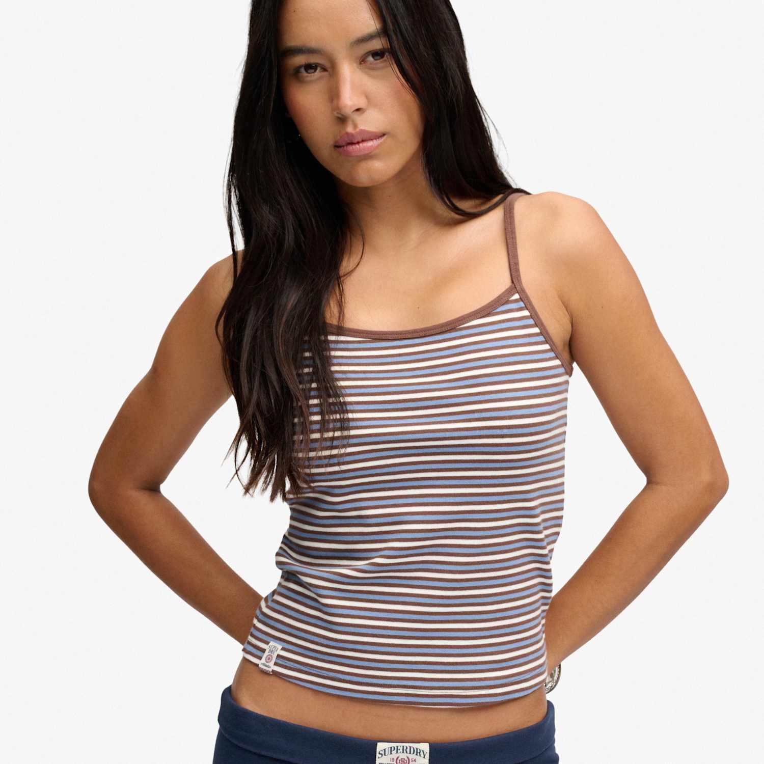 Superdry & Co Women's Cotton Rich Striped Cami Top - 12 - Brown Mix - Available at M&S
