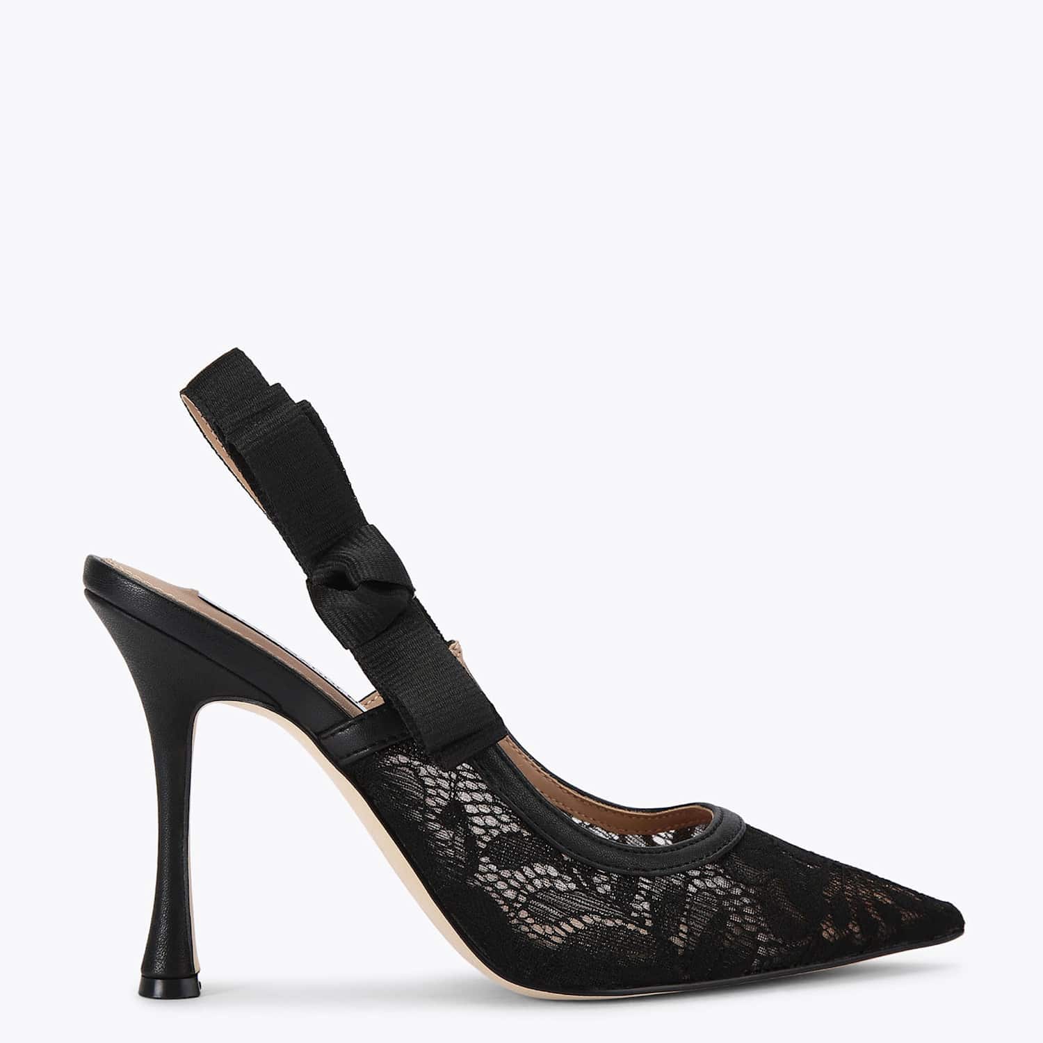 Steve Madden Women's Lace Stiletto Heel Pointed Slingback Shoes - 4 - Black - Available at M&S