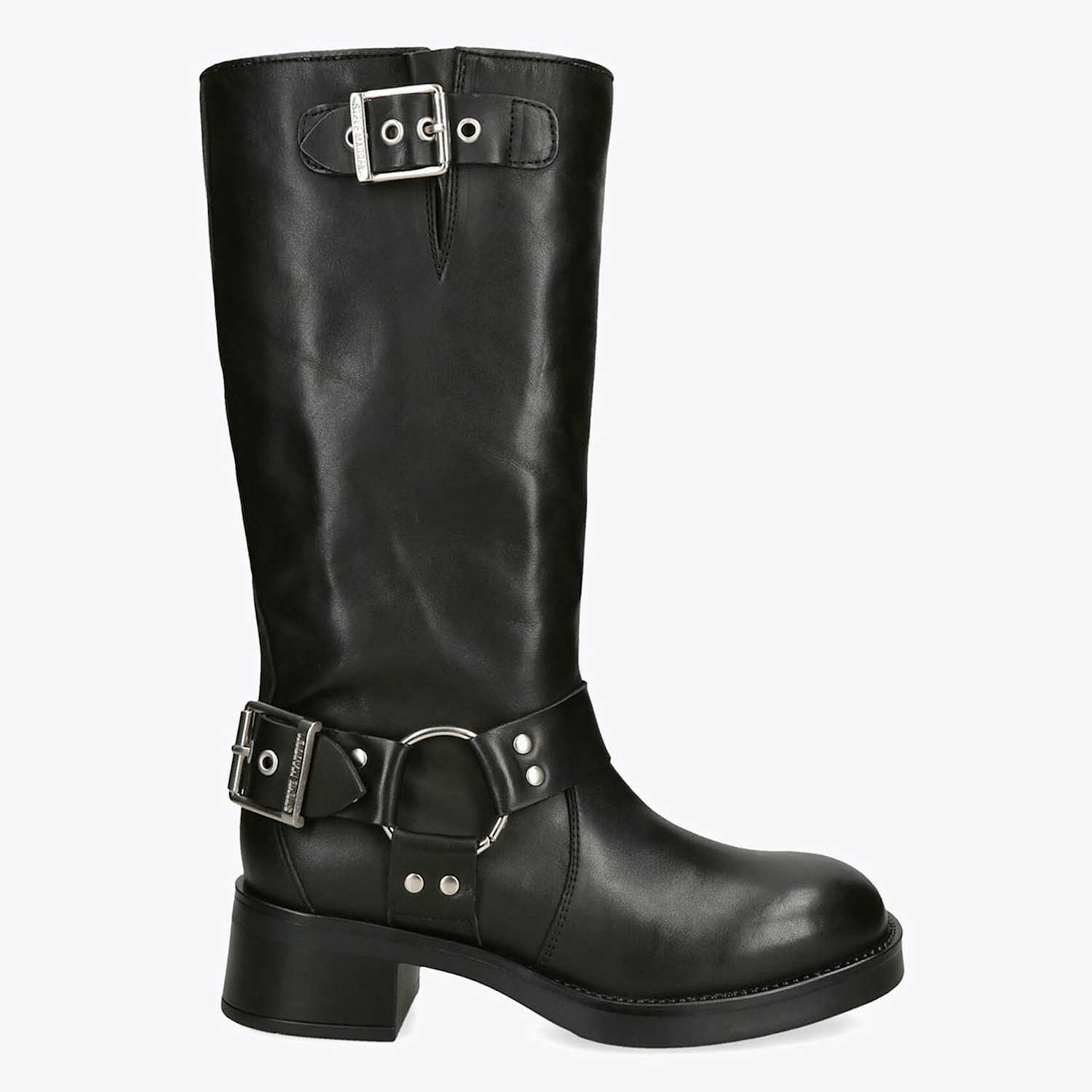 Steve Madden Women's Leather Biker Block Heel Mid Calf Boots - 8 - Black - Available at M&S